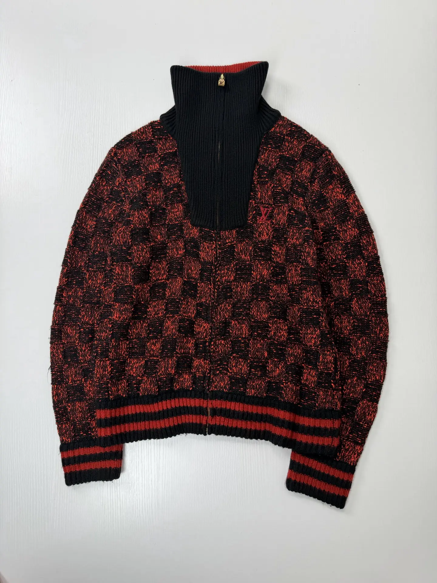 Damier Half-Zip Checkered Knit Sweater D38021970 — view 3