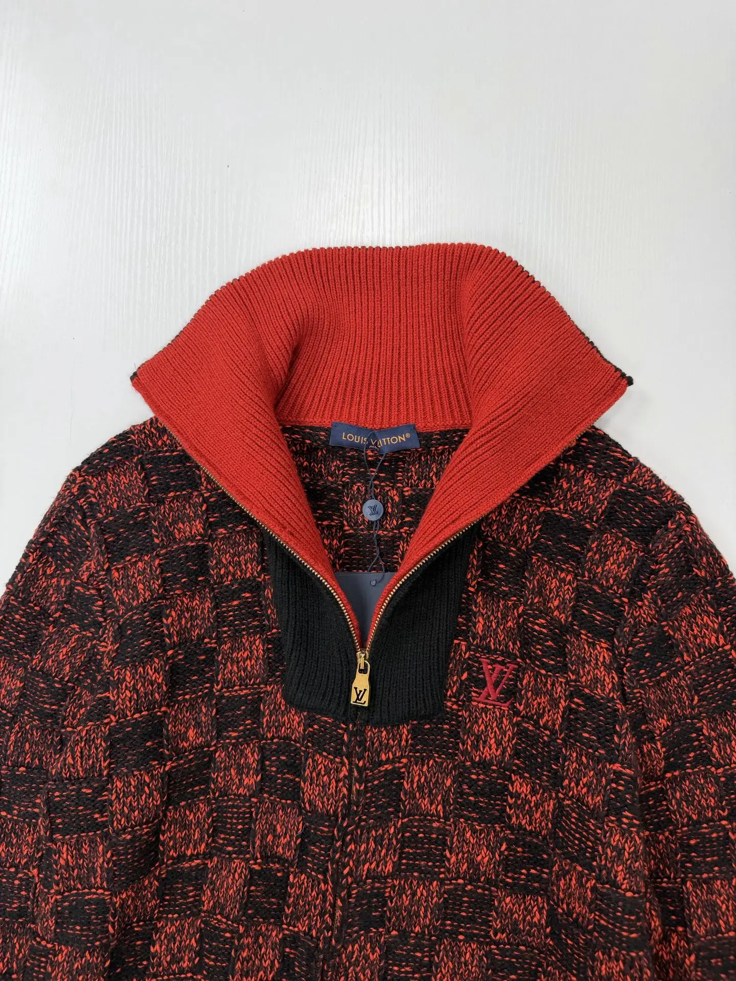 Damier Half-Zip Checkered Knit Sweater D38021970 — view 4