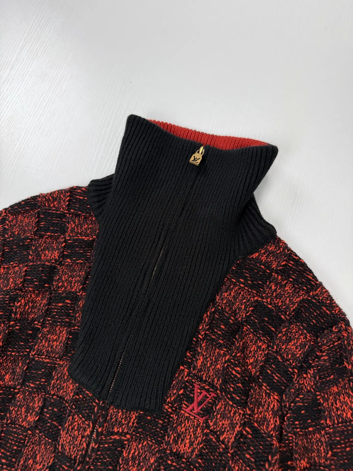 Damier Half-Zip Checkered Knit Sweater D38021970 — view 5