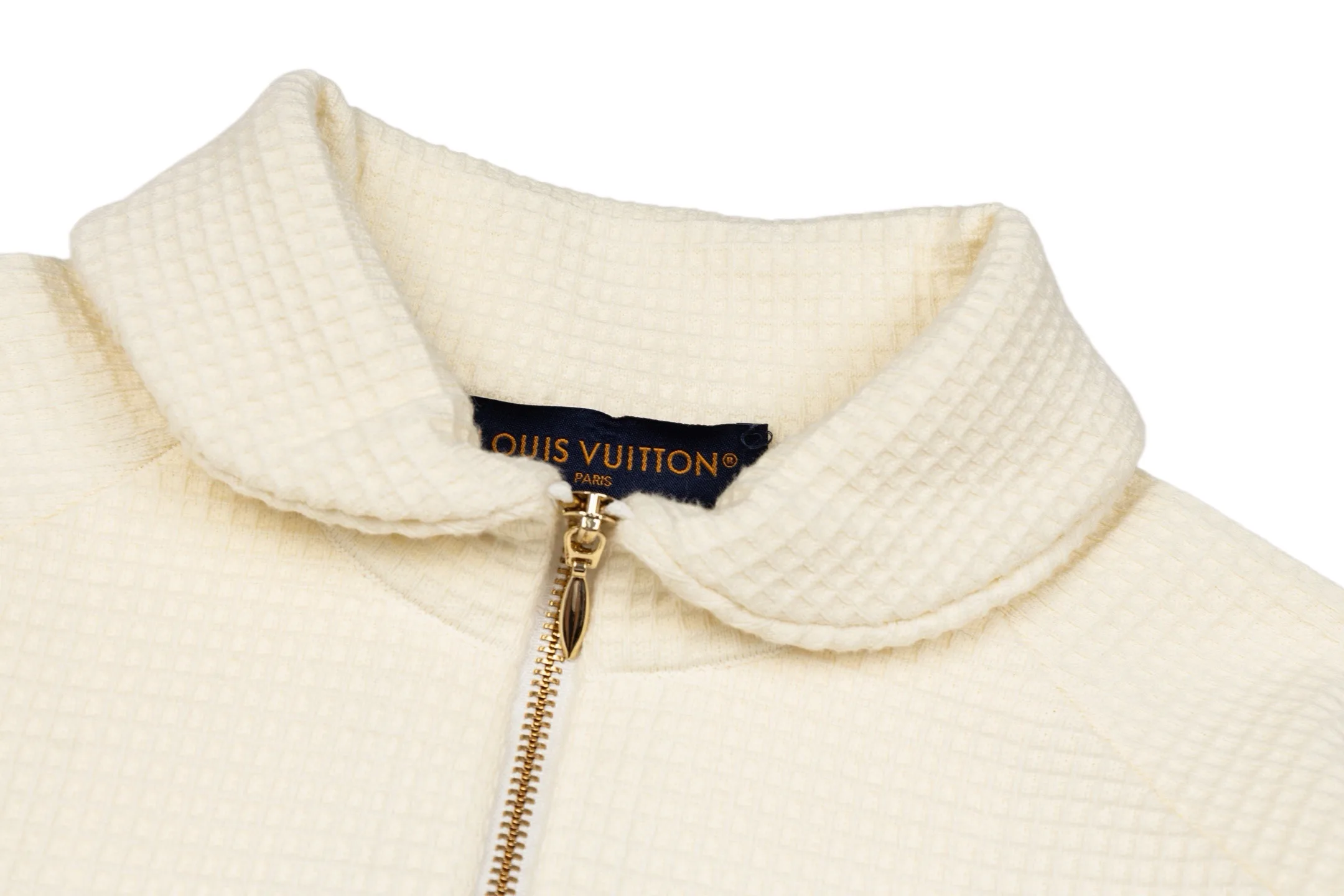 Waffle-Knit Zip-Up Jacket with Leather Logo Patch D38022464 — view 3