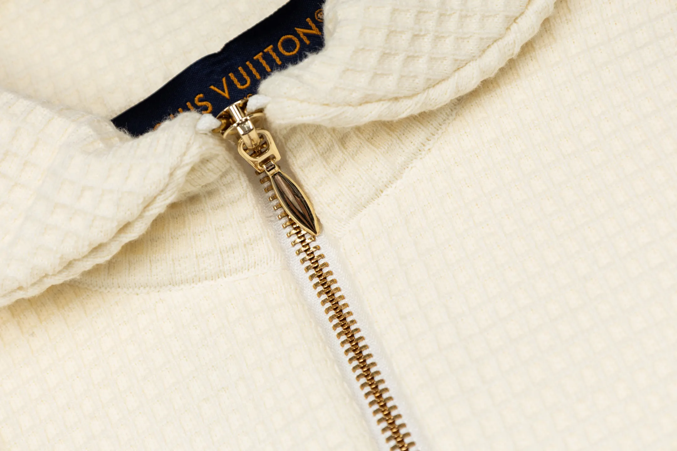 Waffle-Knit Zip-Up Jacket with Leather Logo Patch D38022464 — view 5