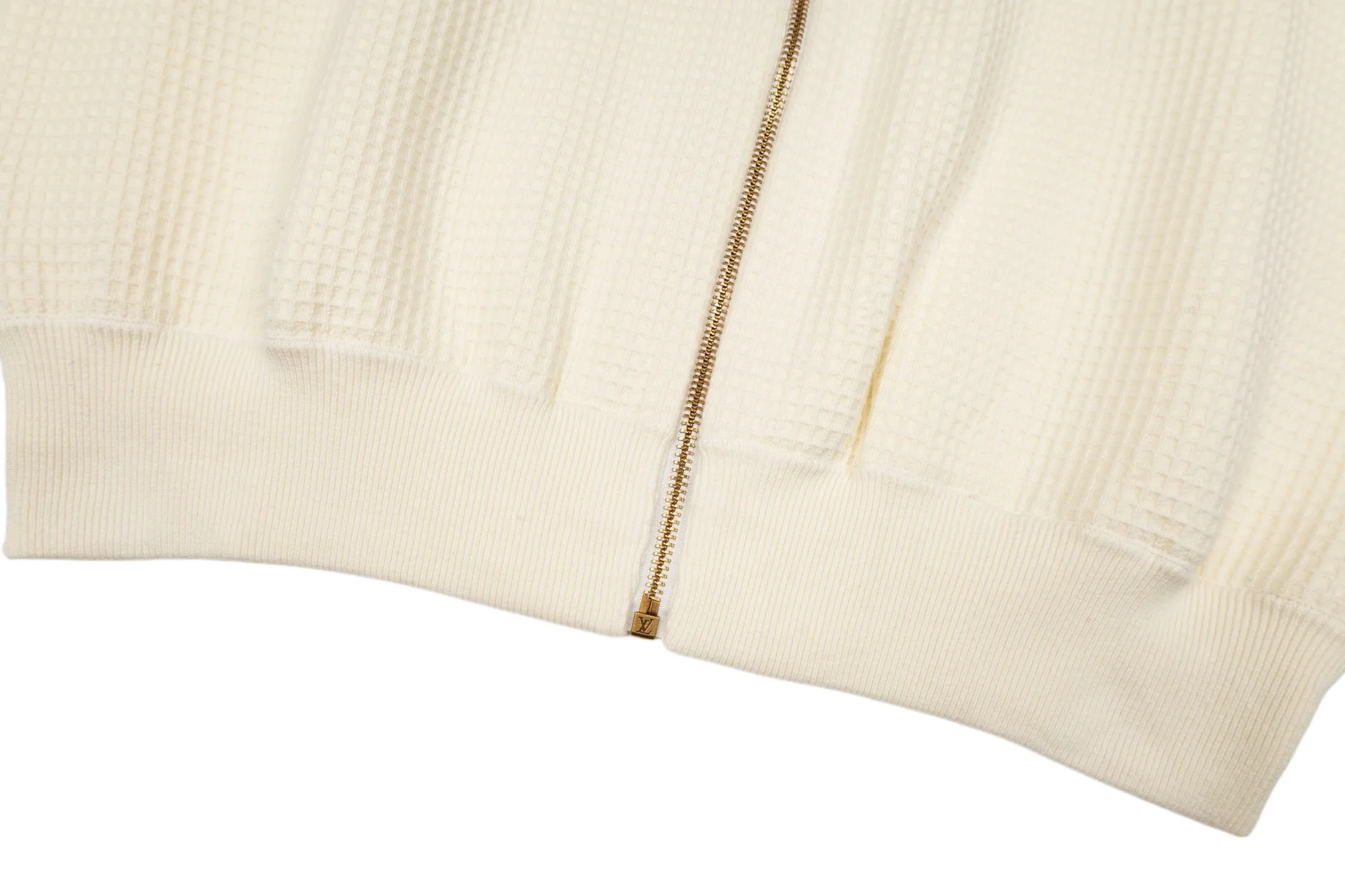 Waffle-Knit Zip-Up Jacket with Leather Logo Patch D38022464 — view 8