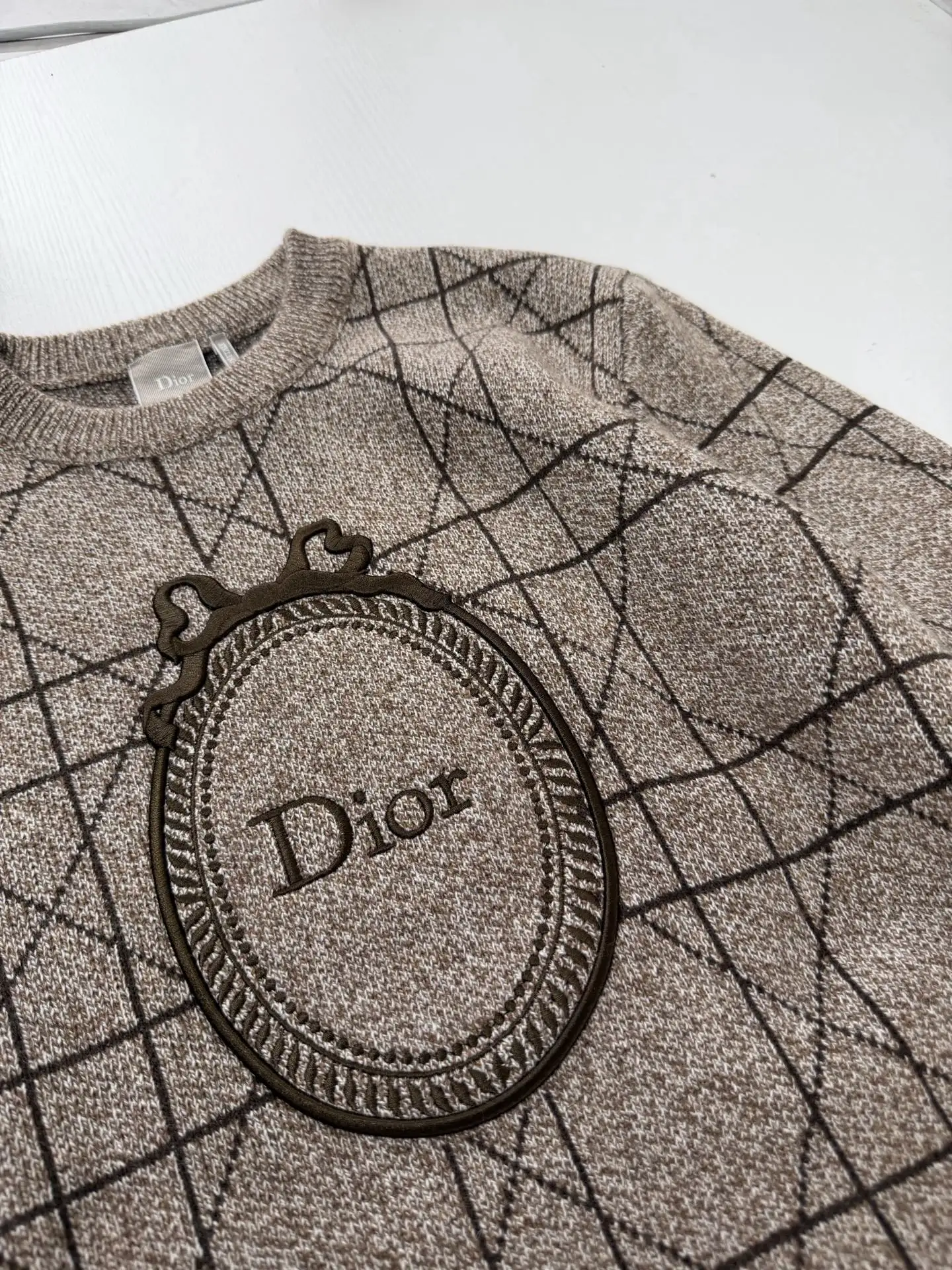Cannage Jacquard Embroidered Crew-Neck Sweater D38022044 — view 4