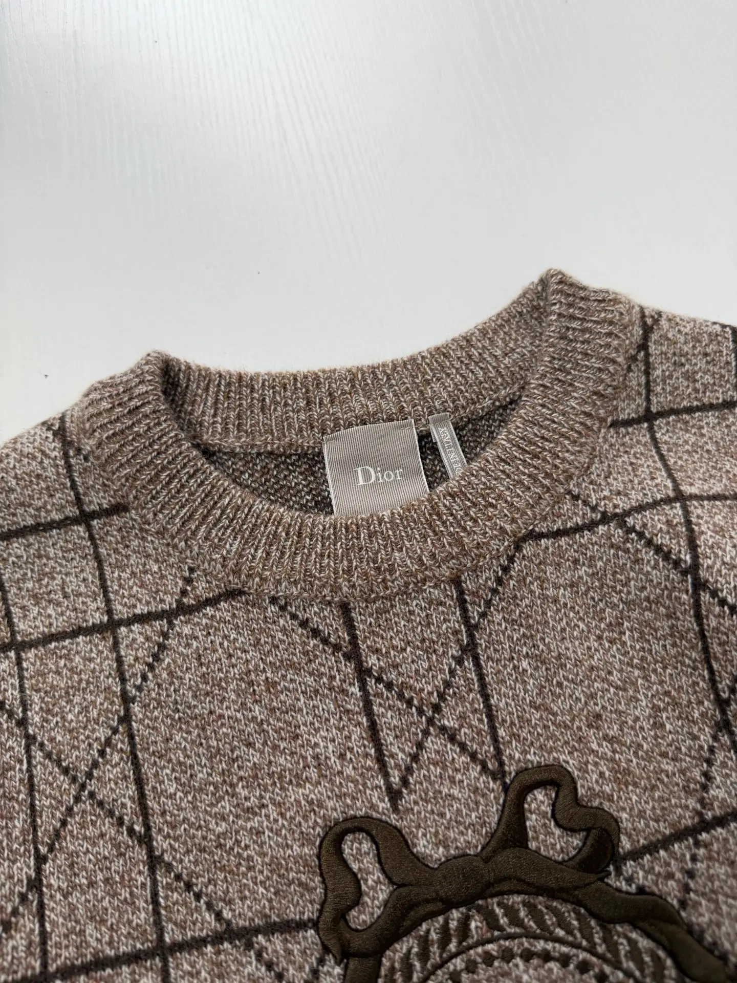 Cannage Jacquard Embroidered Crew-Neck Sweater D38022044 — view 5