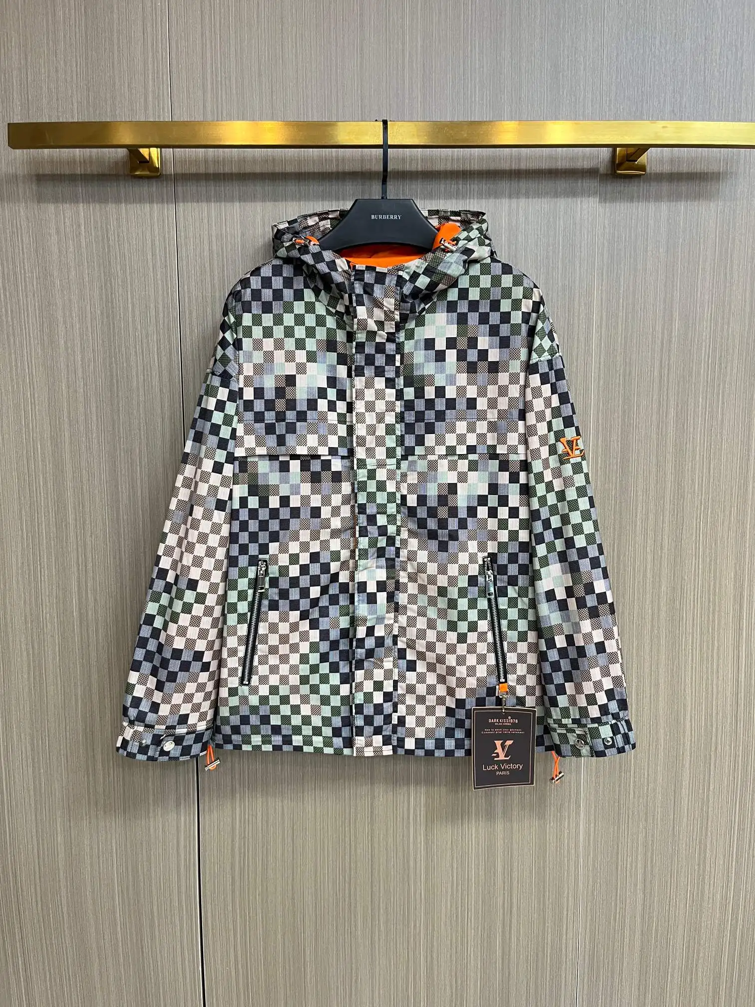 Damier Print Hooded Windbreaker Jacket D38014706