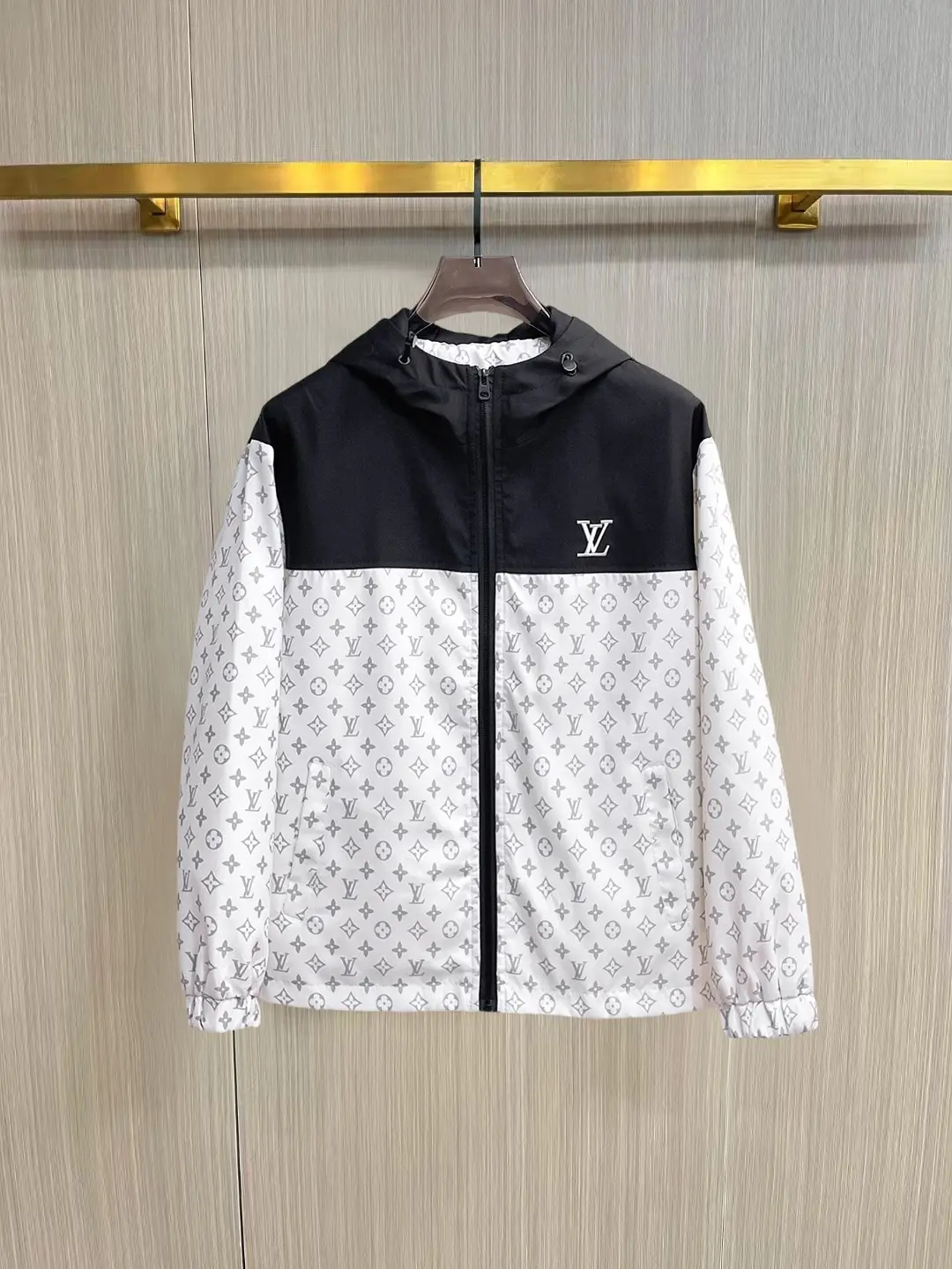 Monogram Color-Block Hooded Windbreaker Jacket D38014758