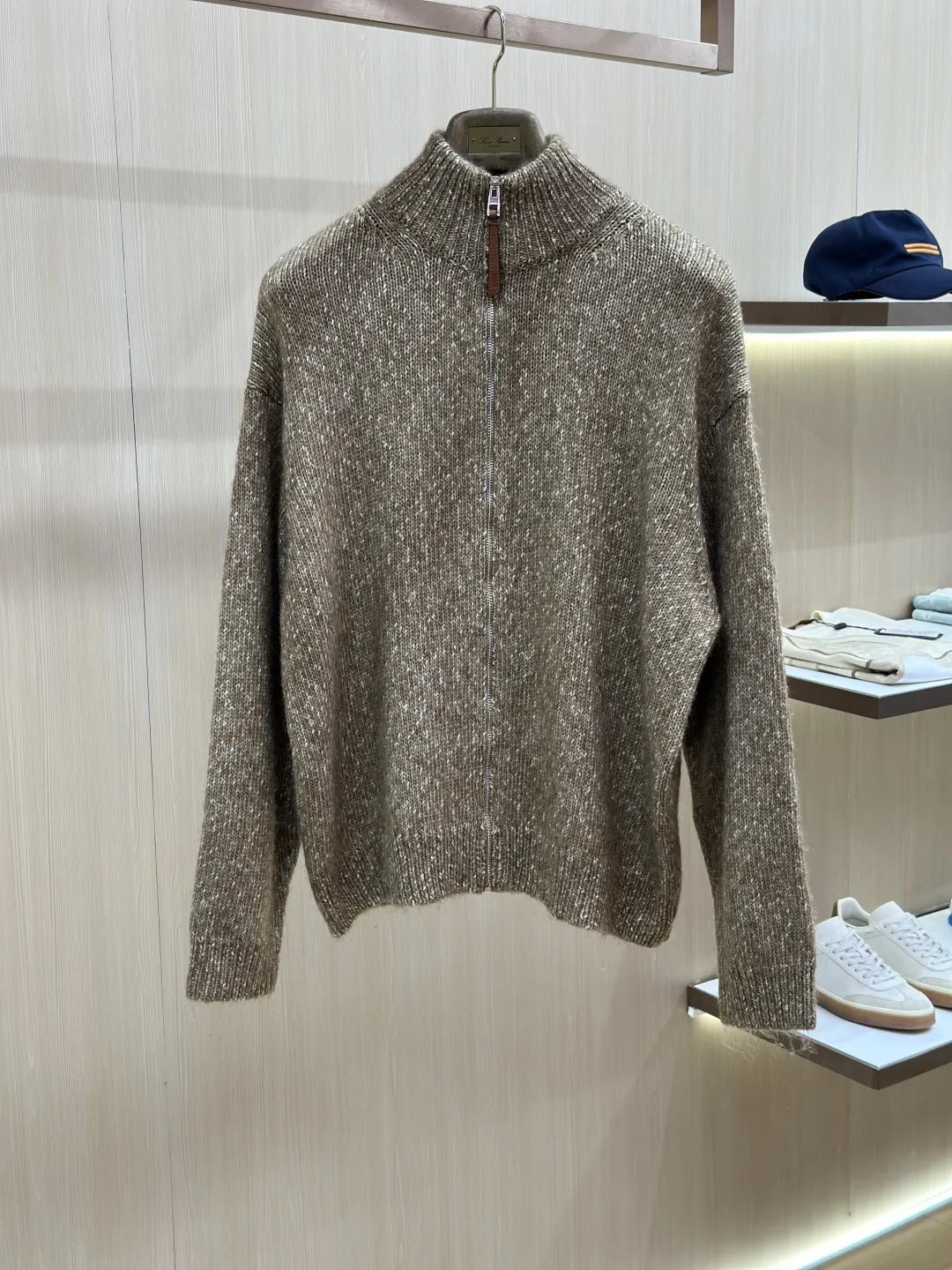 Anagram Intarsia Zip-Up Knit Cardigan D38020441
