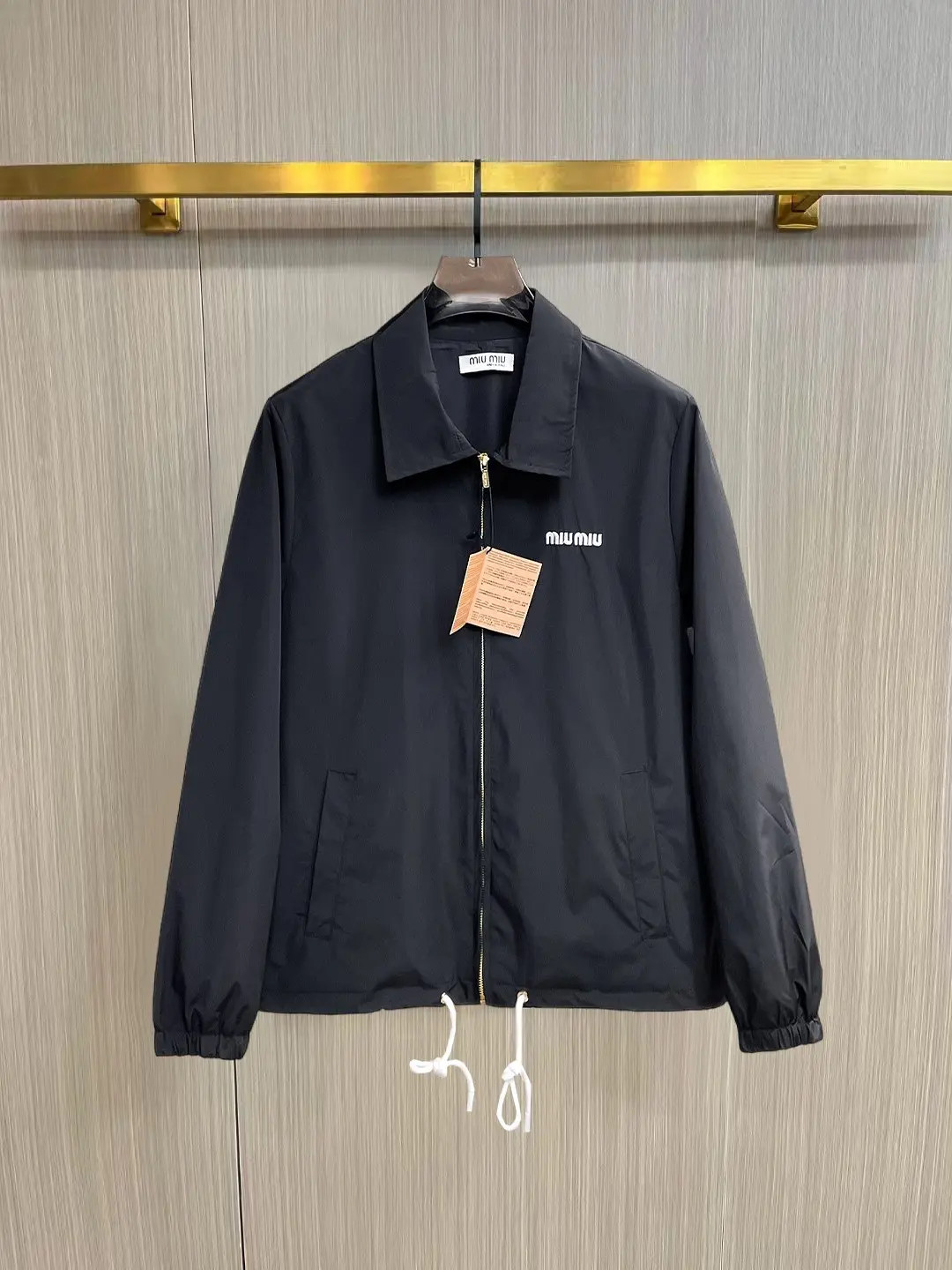 Logo-Embroidered Zip-Up Harrington Jacket D38014749