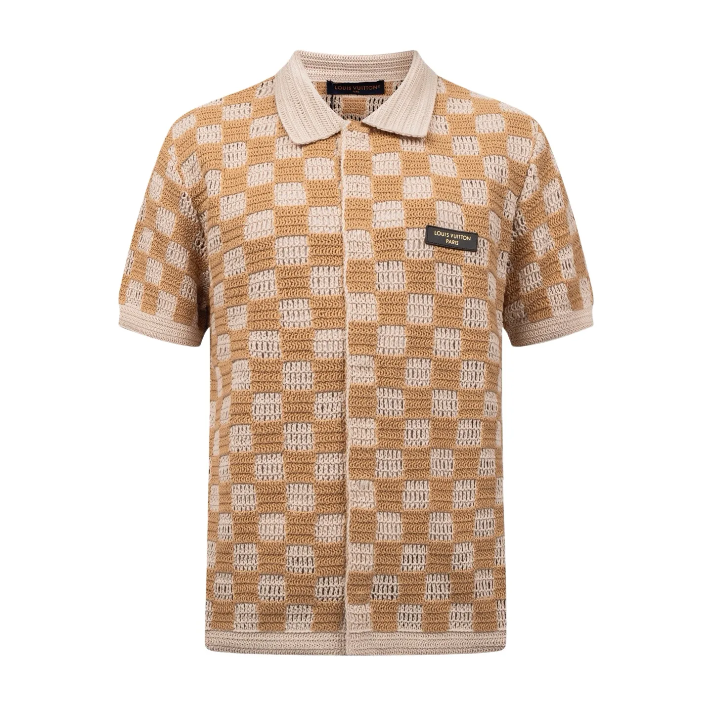 Damier Open-Knit Short-Sleeve Shirt D38522392