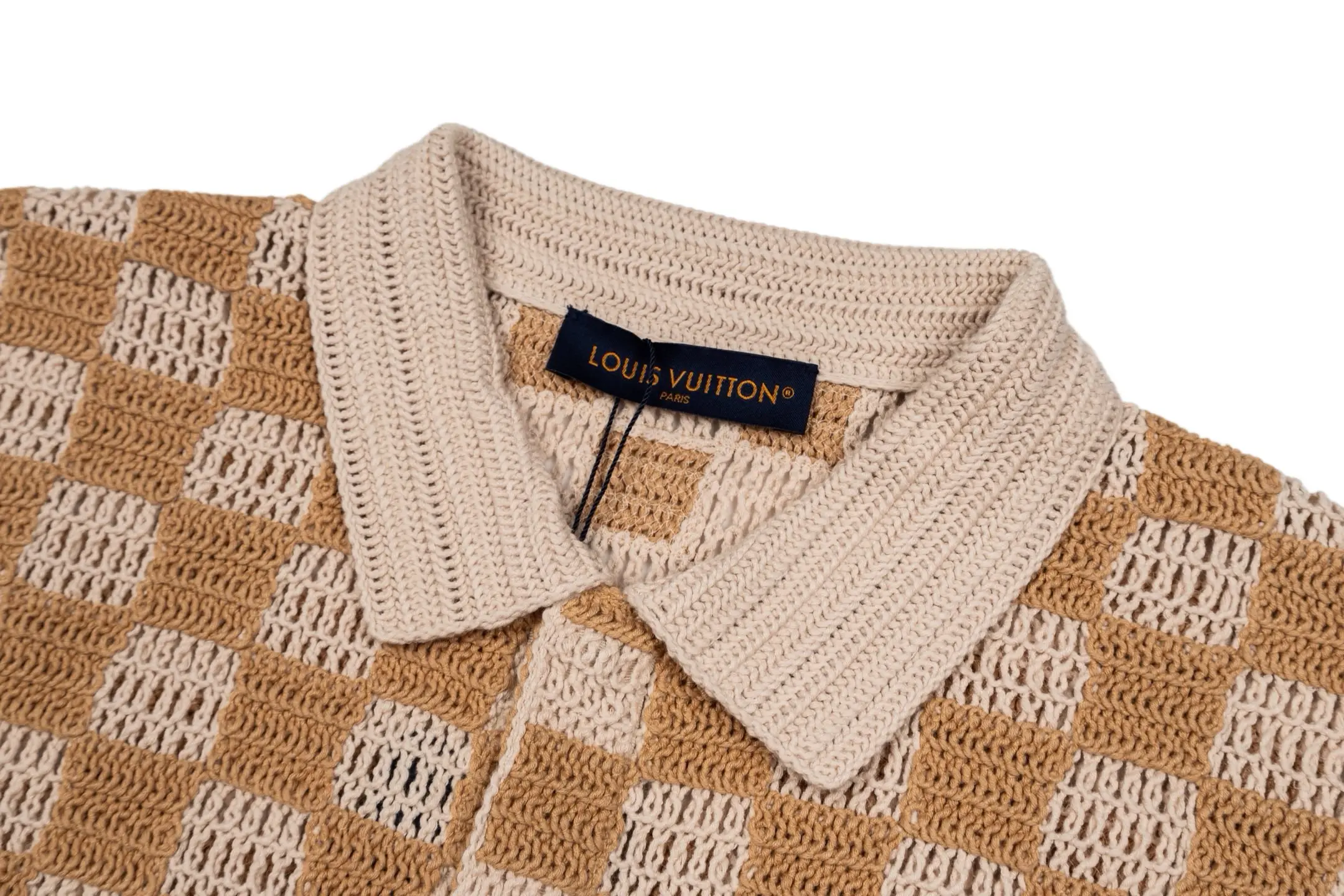 Damier Open-Knit Short-Sleeve Shirt D38522392 — view 3