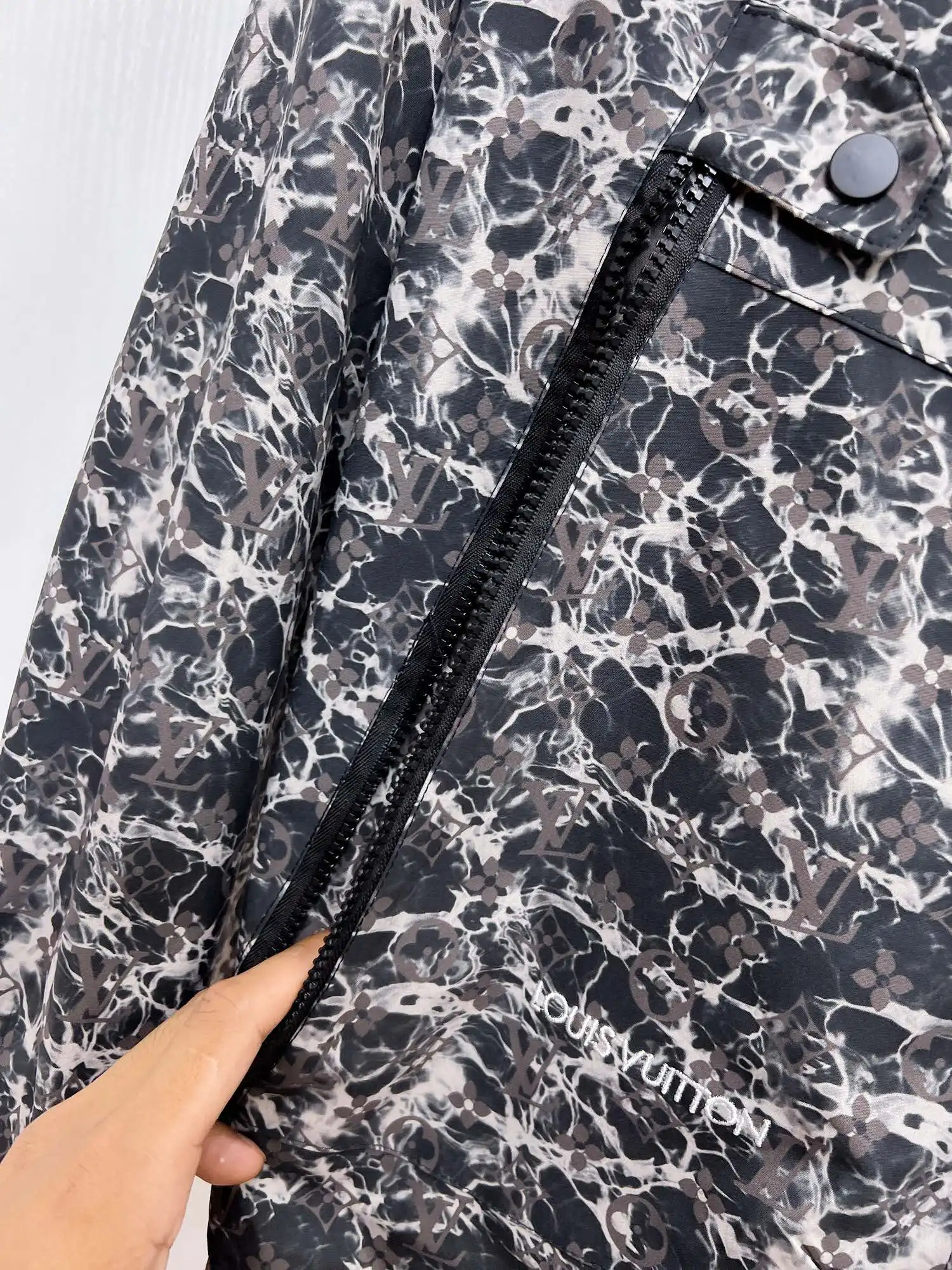 Monogram Marble Print Hooded Jacket D39015092 — view 12