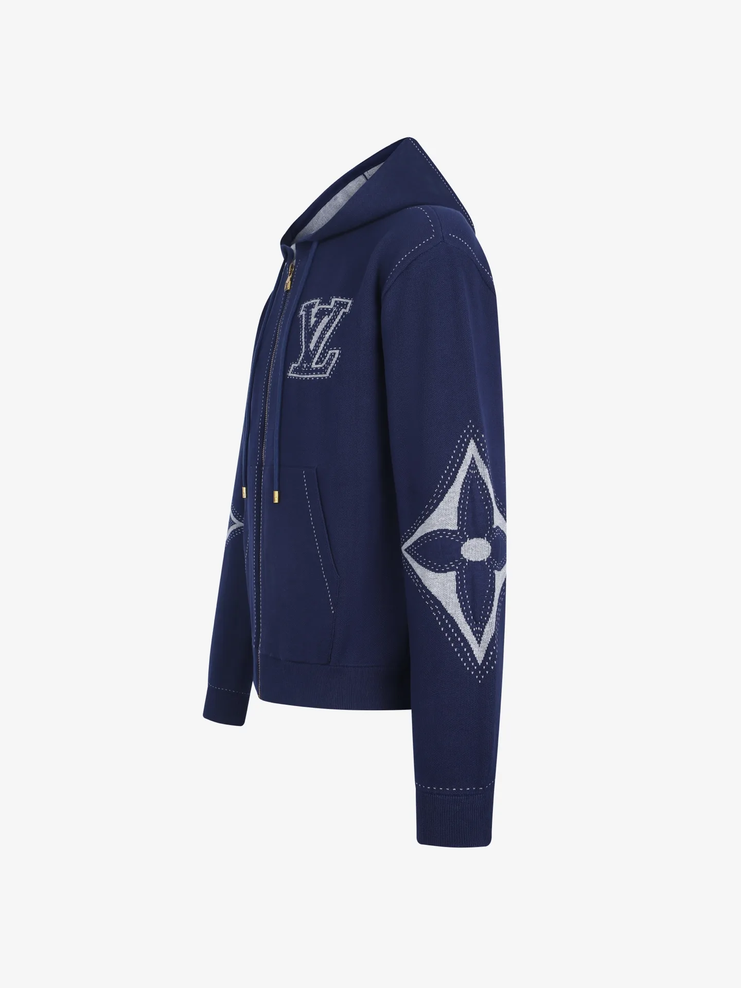 Logo Intarsia Cotton-Blend Zip-Up Hoodie D39020532 — view 3