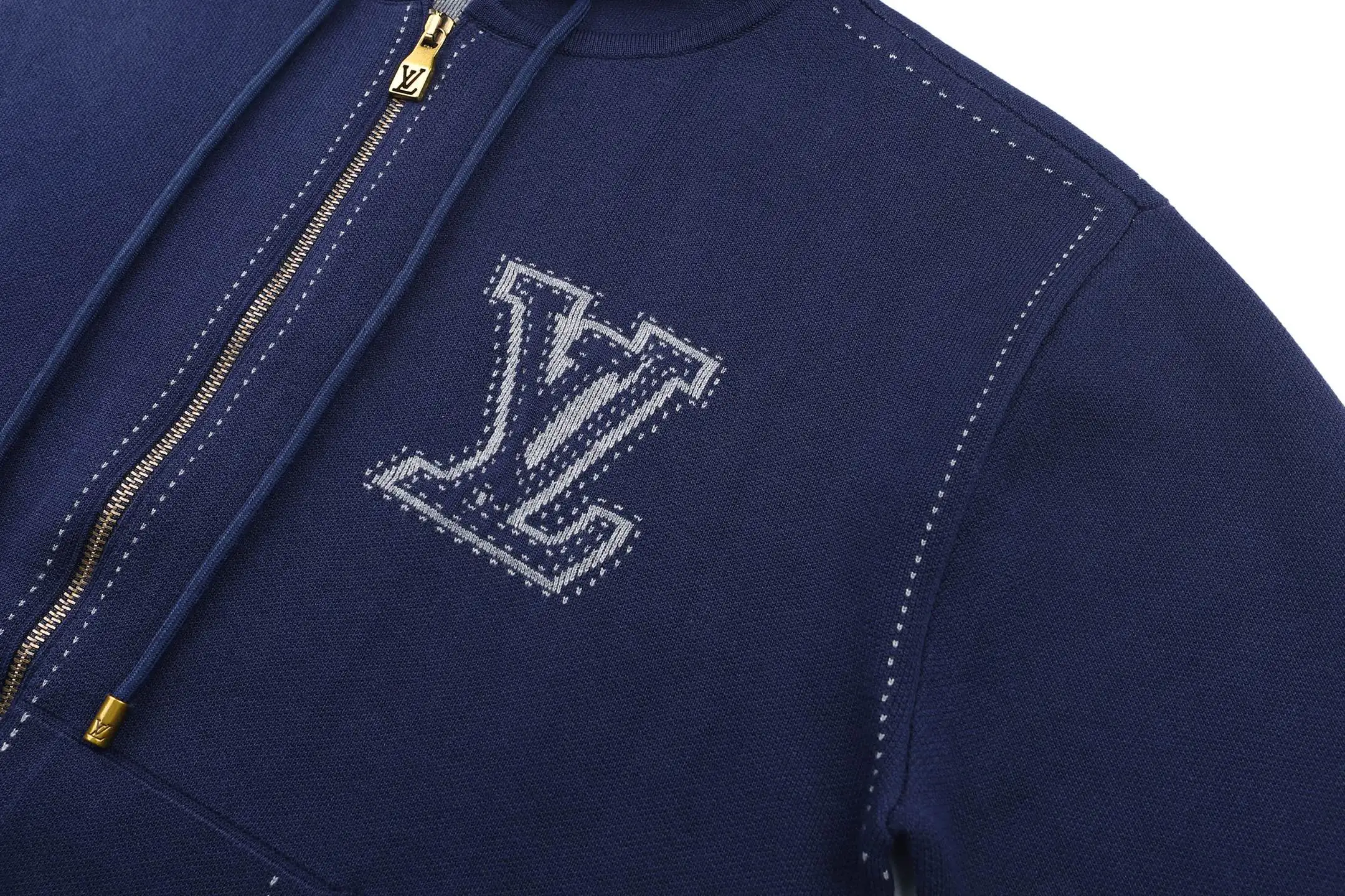 Logo Intarsia Cotton-Blend Zip-Up Hoodie D39020532 — view 8