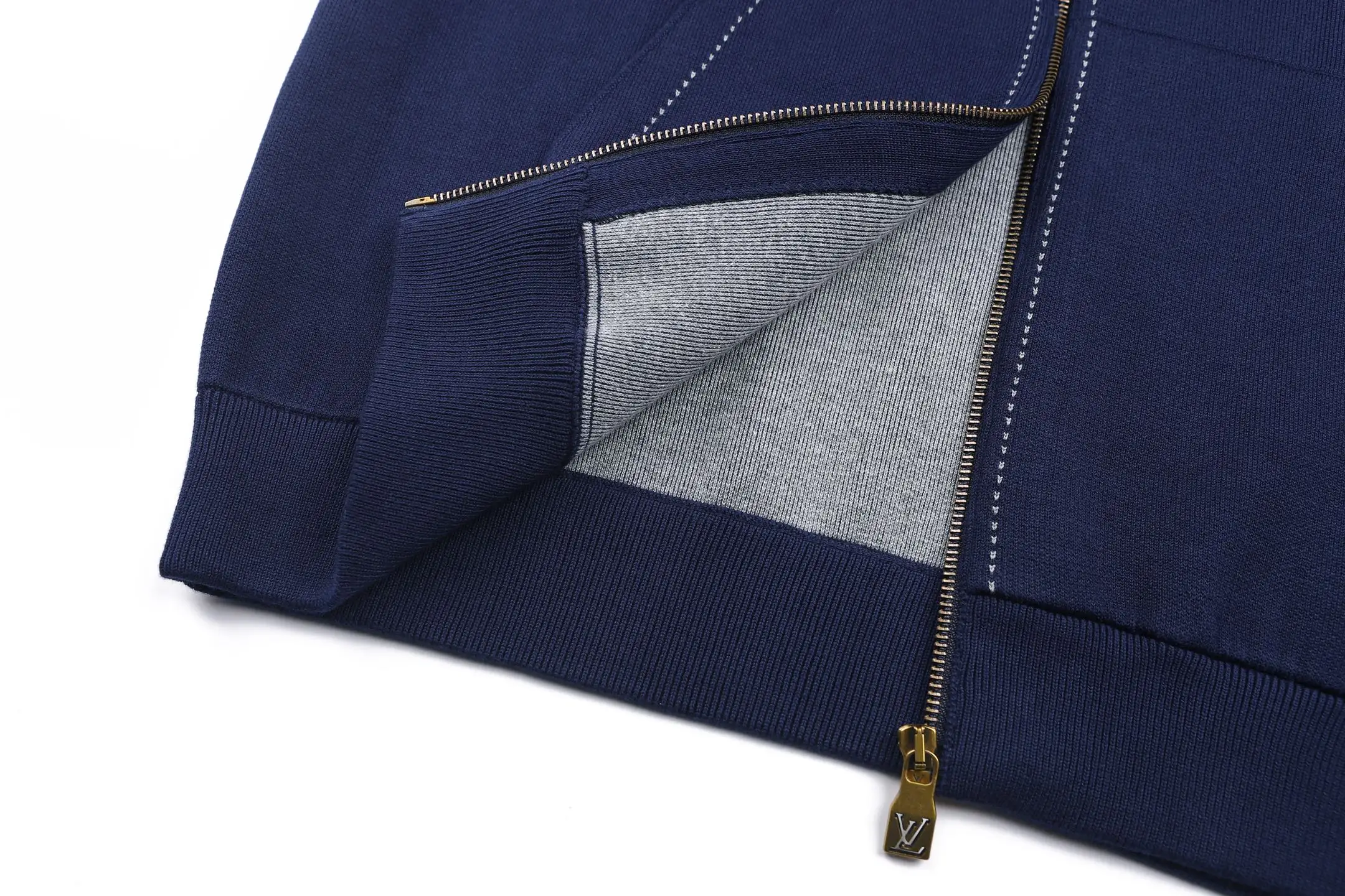 Logo Intarsia Cotton-Blend Zip-Up Hoodie D39020532 — view 9