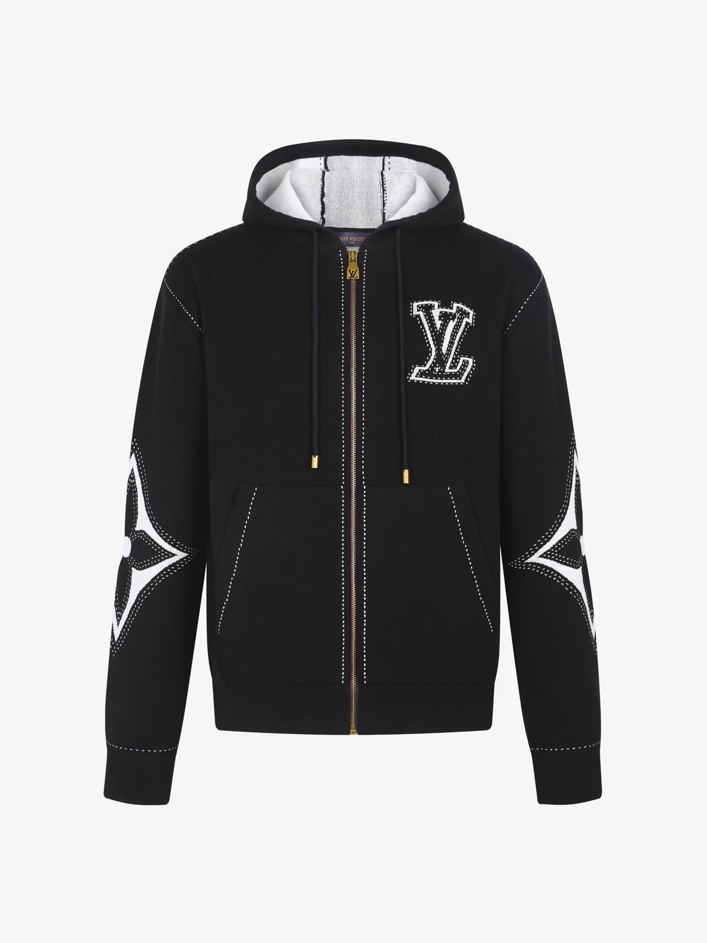 Intarsia Jacquard Cotton-Blend Zip-Up Hoodie D39020531