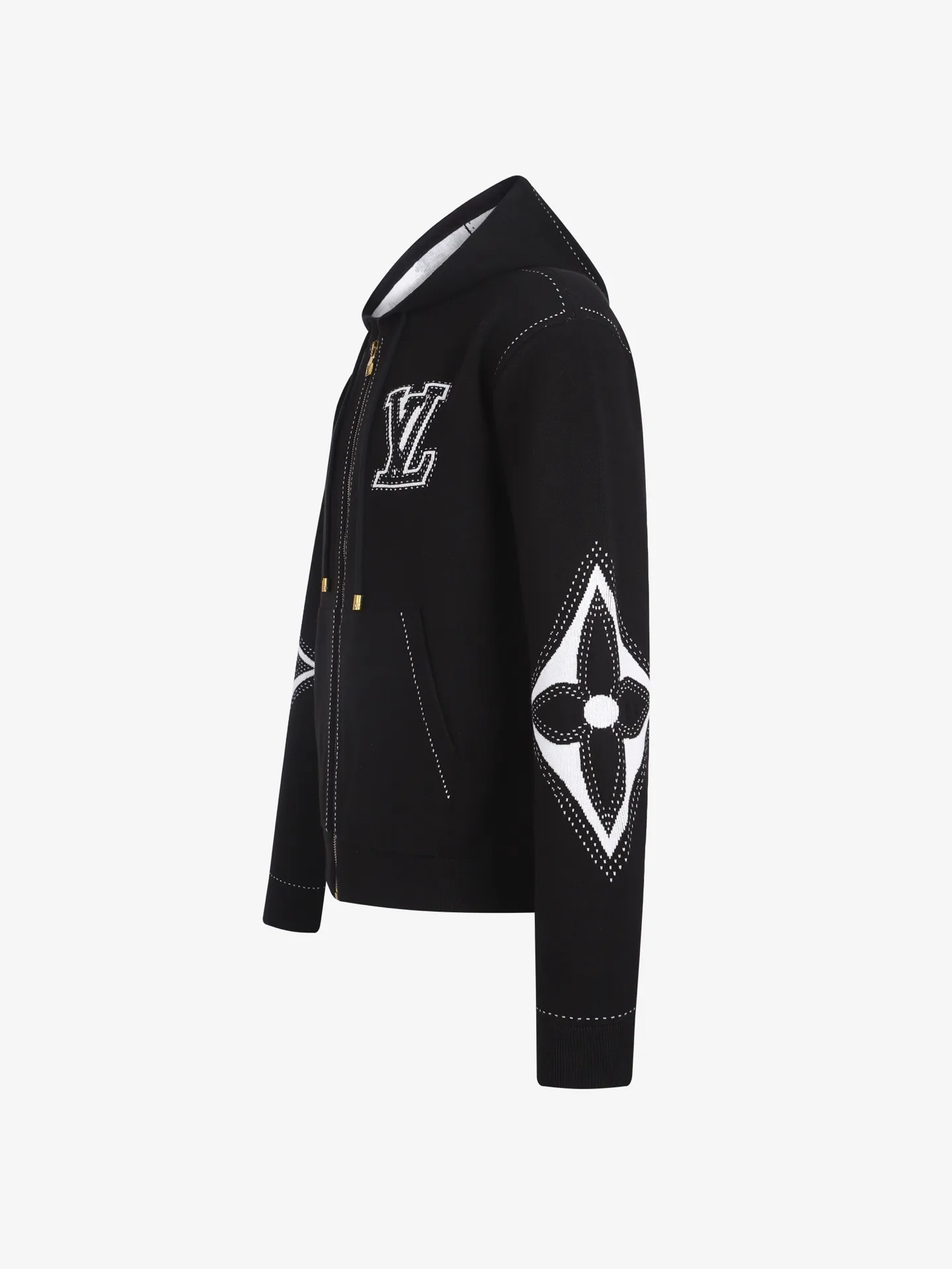 Intarsia Jacquard Cotton-Blend Zip-Up Hoodie D39020531 — view 3