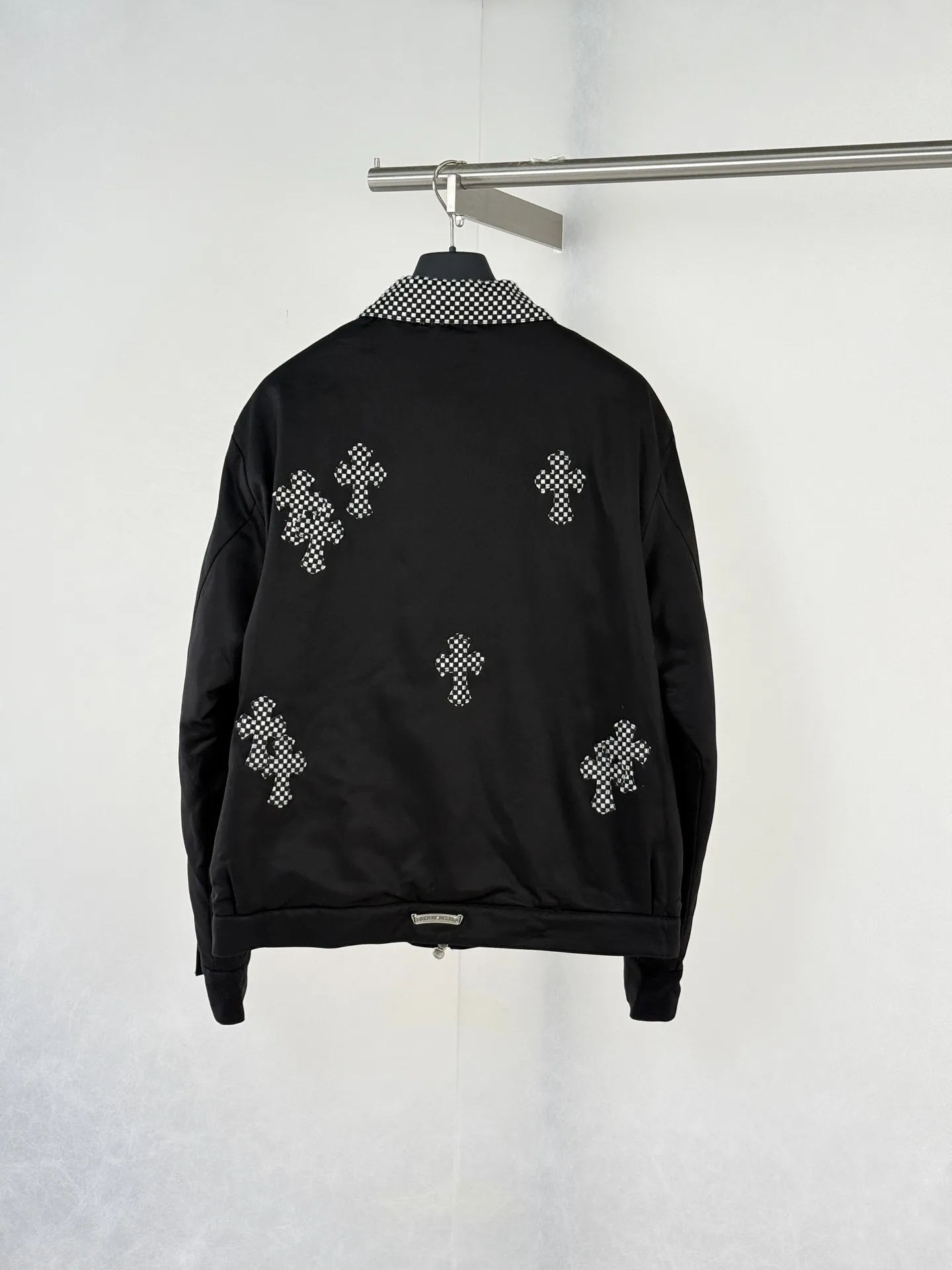 Checkerboard Cross Patchwork Zip-Up Jacket D40022017 — view 2