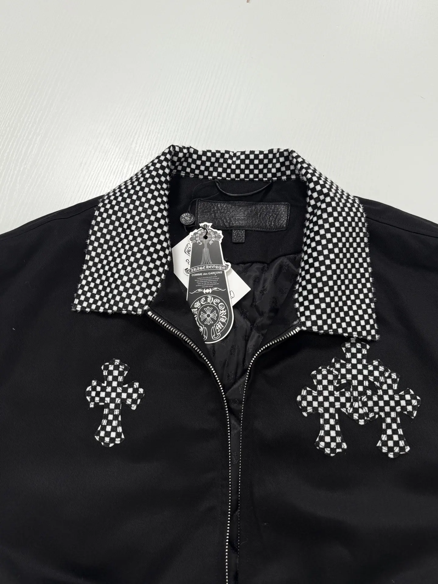 Checkerboard Cross Patchwork Zip-Up Jacket D40022017 — view 4