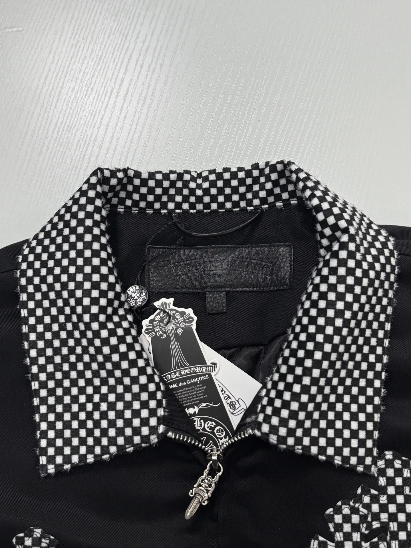 Checkerboard Cross Patchwork Zip-Up Jacket D40022017 — view 5