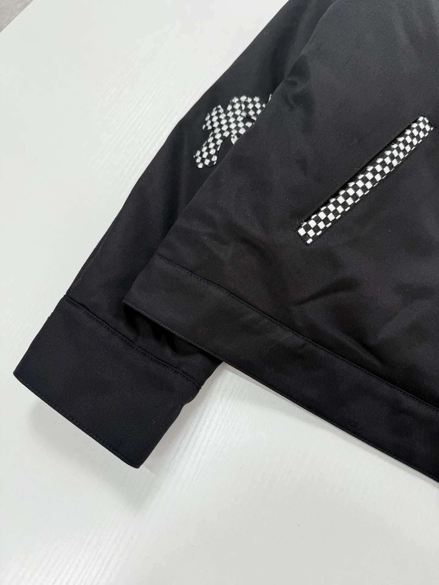 Checkerboard Cross Patchwork Zip-Up Jacket D40022017 — view 16