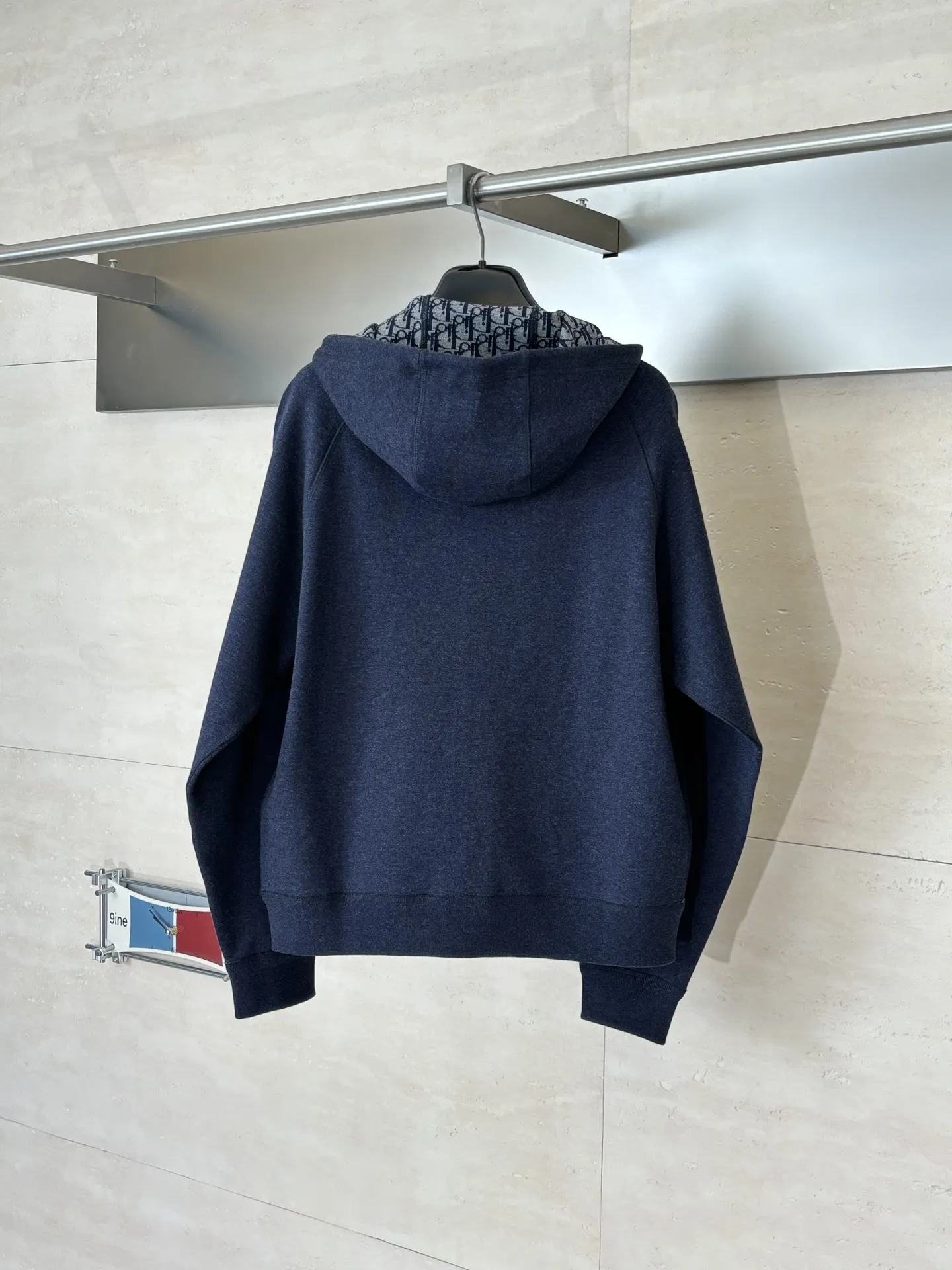 Oblique Jacquard Lined Cotton-Cashmere Zip Hoodie D40022015 — view 2