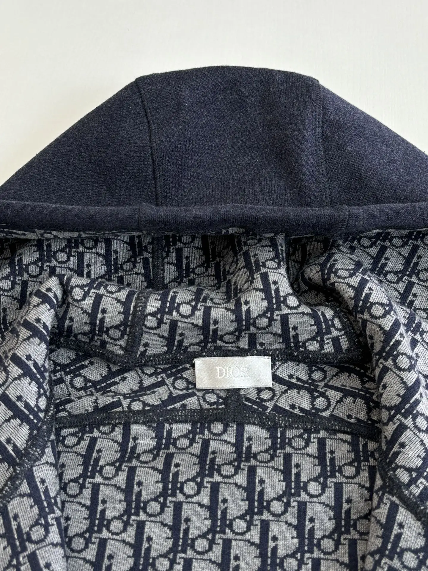 Oblique Jacquard Lined Cotton-Cashmere Zip Hoodie D40022015 — view 5