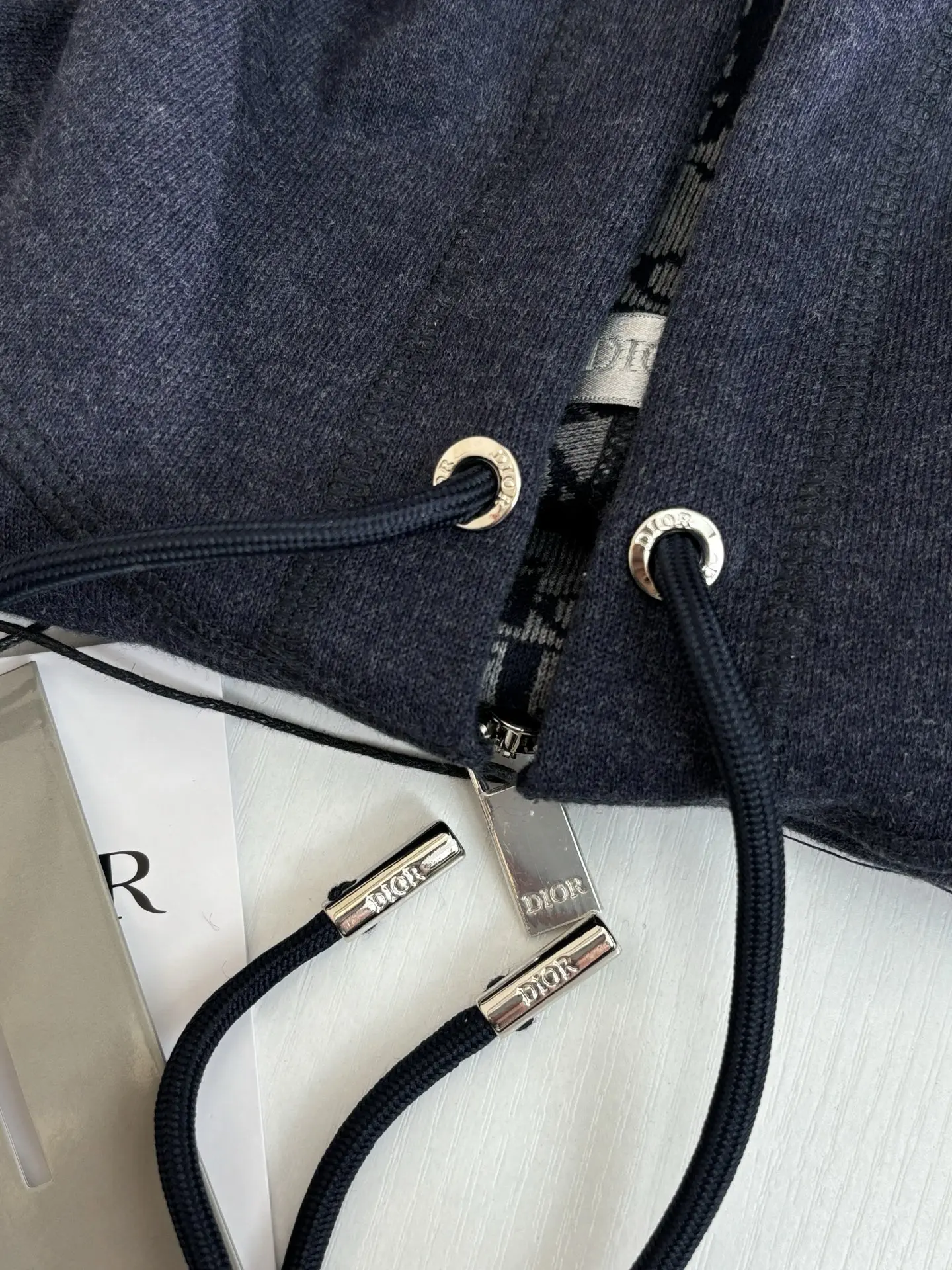Oblique Jacquard Lined Cotton-Cashmere Zip Hoodie D40022015 — view 6