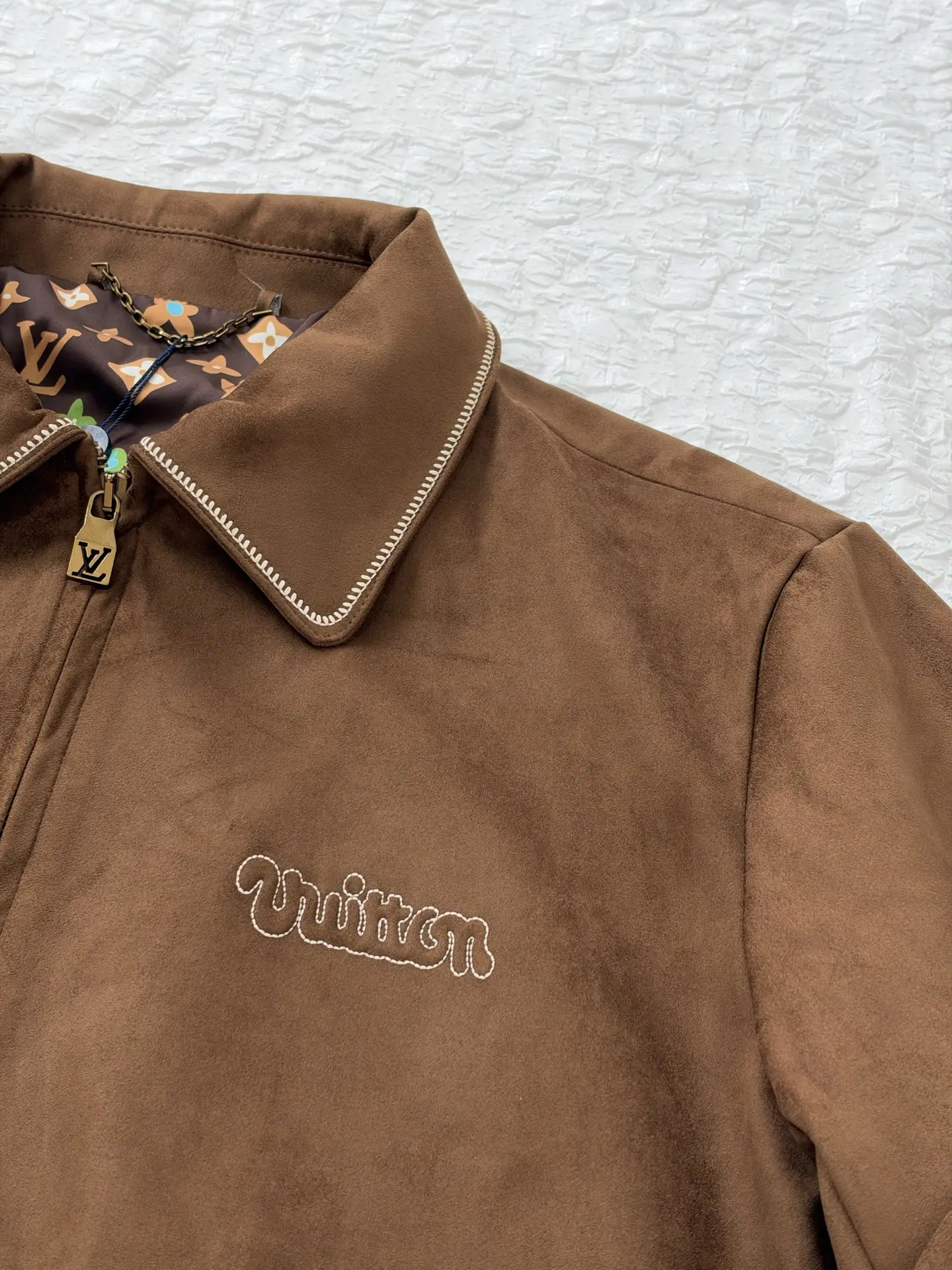 Embroidered Suede Blouson Bomber Jacket D40820485 — view 5