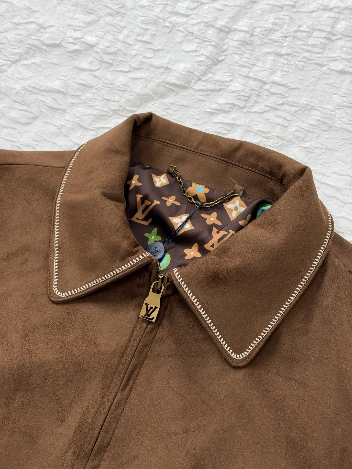 Embroidered Suede Blouson Bomber Jacket D40820485 — view 7