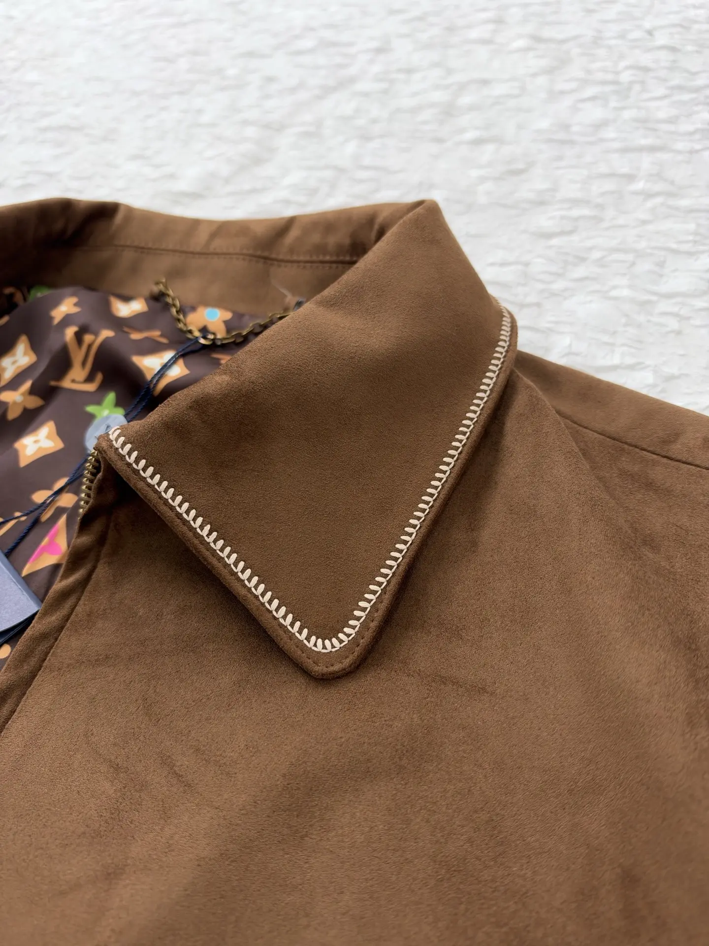 Embroidered Suede Blouson Bomber Jacket D40820485 — view 8