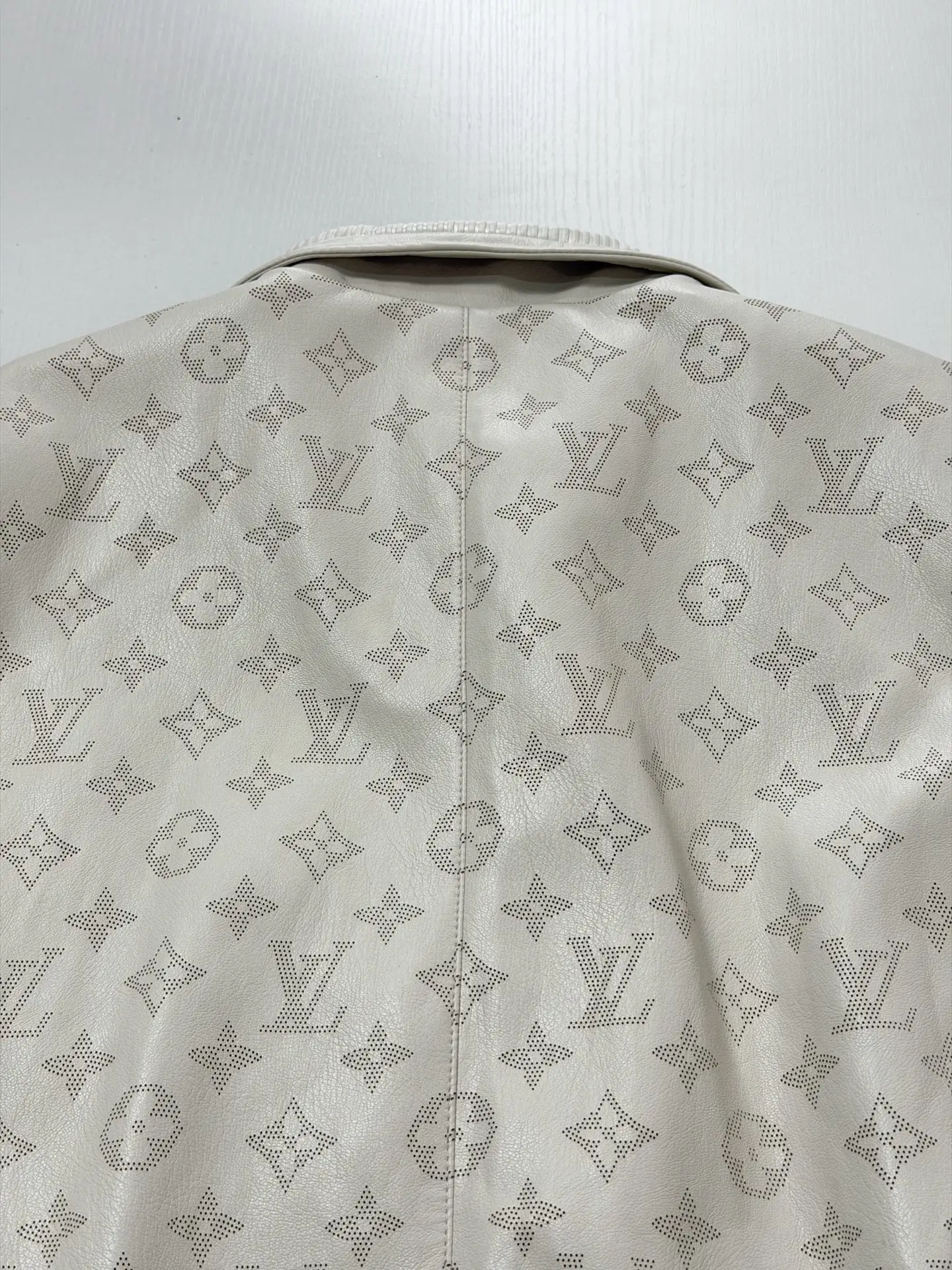Laser-Cut Monogram Leather Harrington Jacket D41522021 — view 9