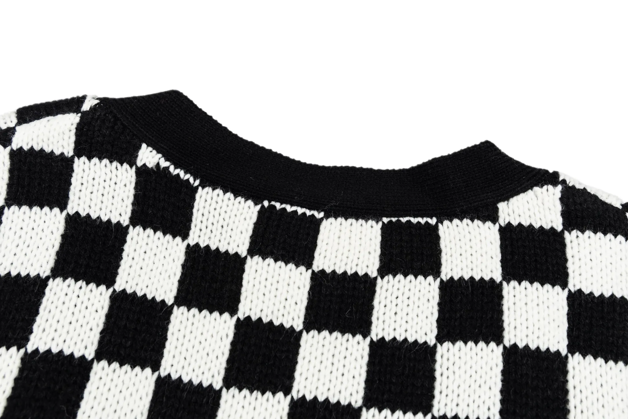 Damier Check Floral Embroidered Wool Cardigan D41522446 — view 4