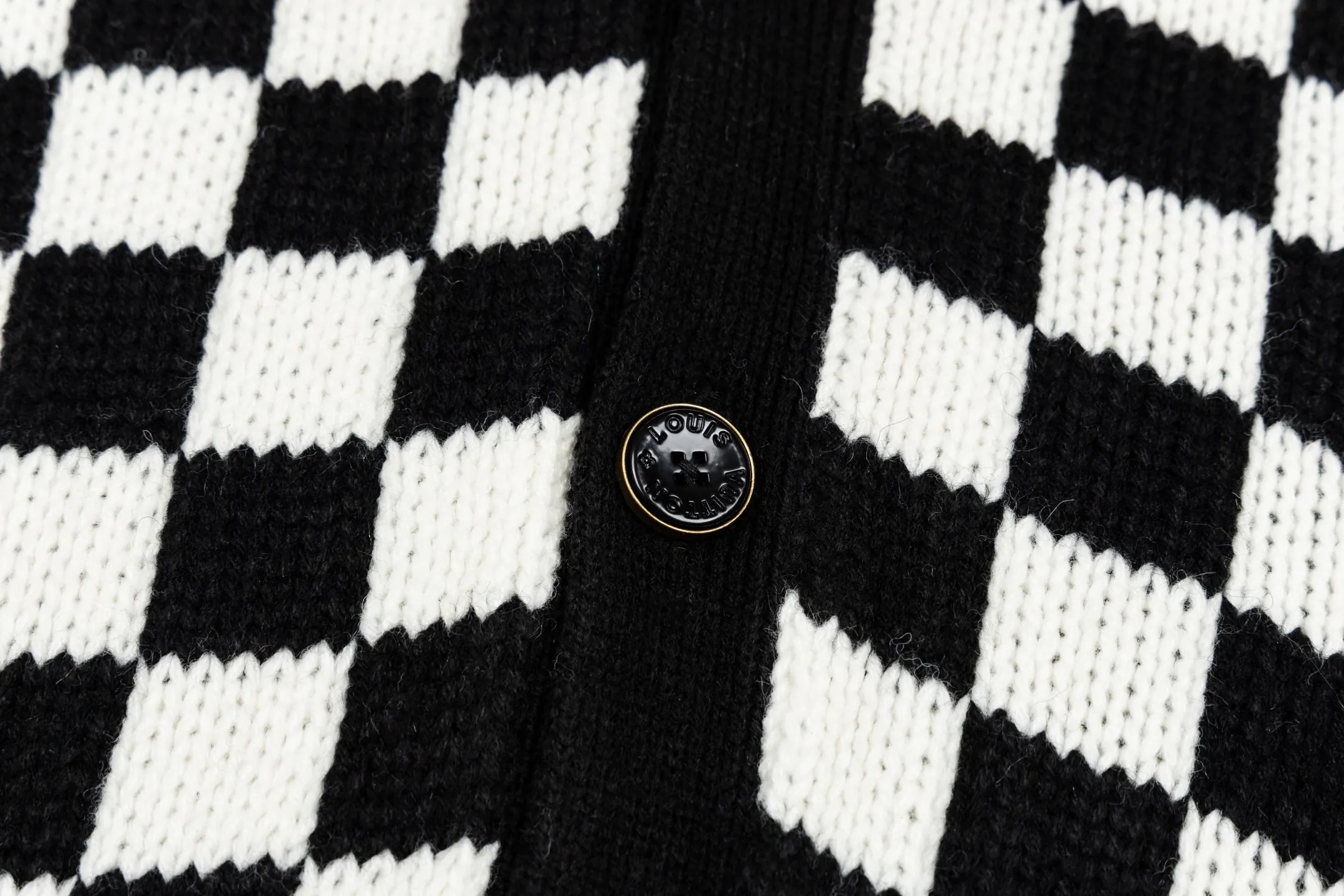 Damier Check Floral Embroidered Wool Cardigan D41522446 — view 5