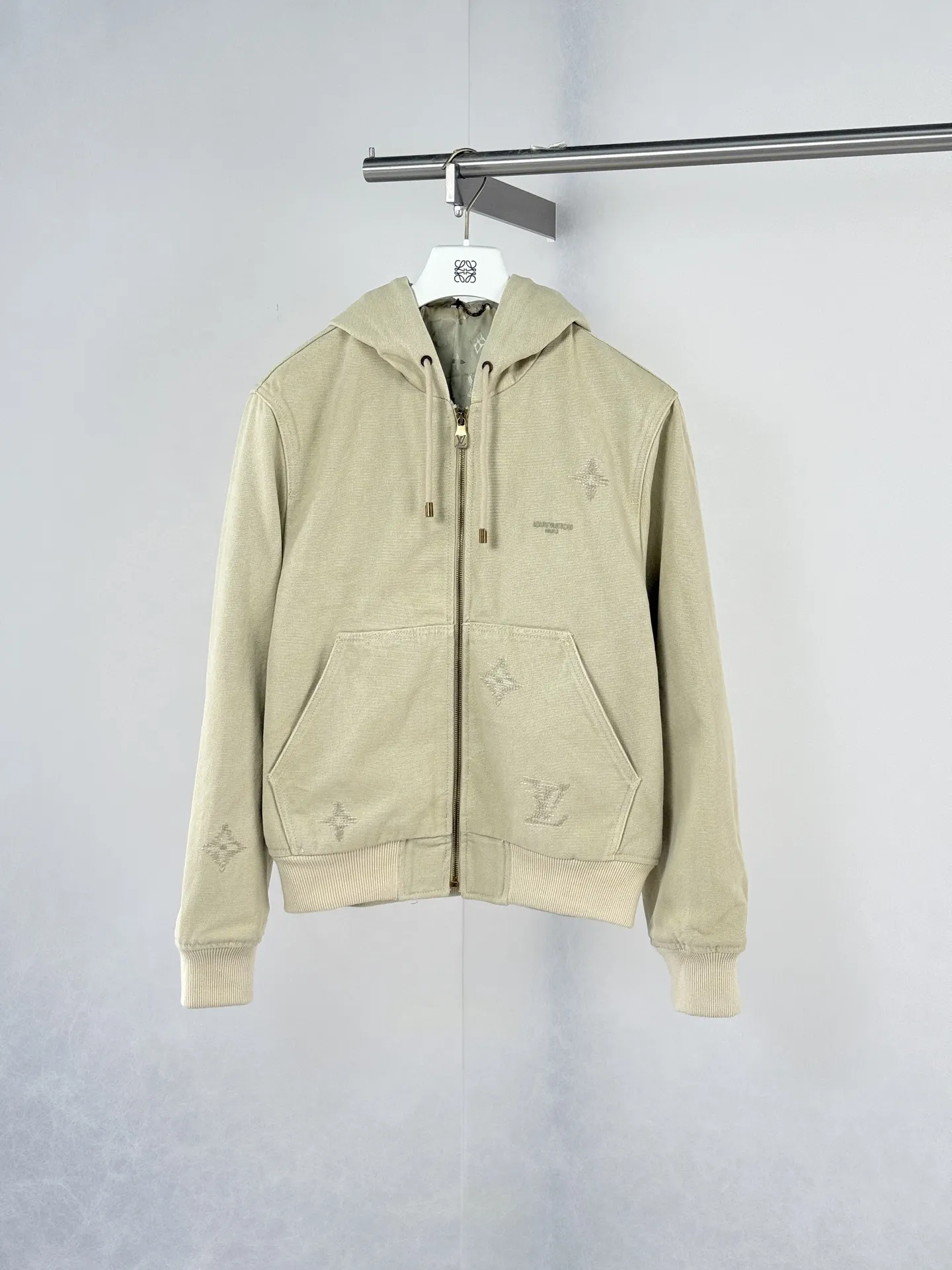 Embroidered Washed Canvas Hooded Jacket D42022022