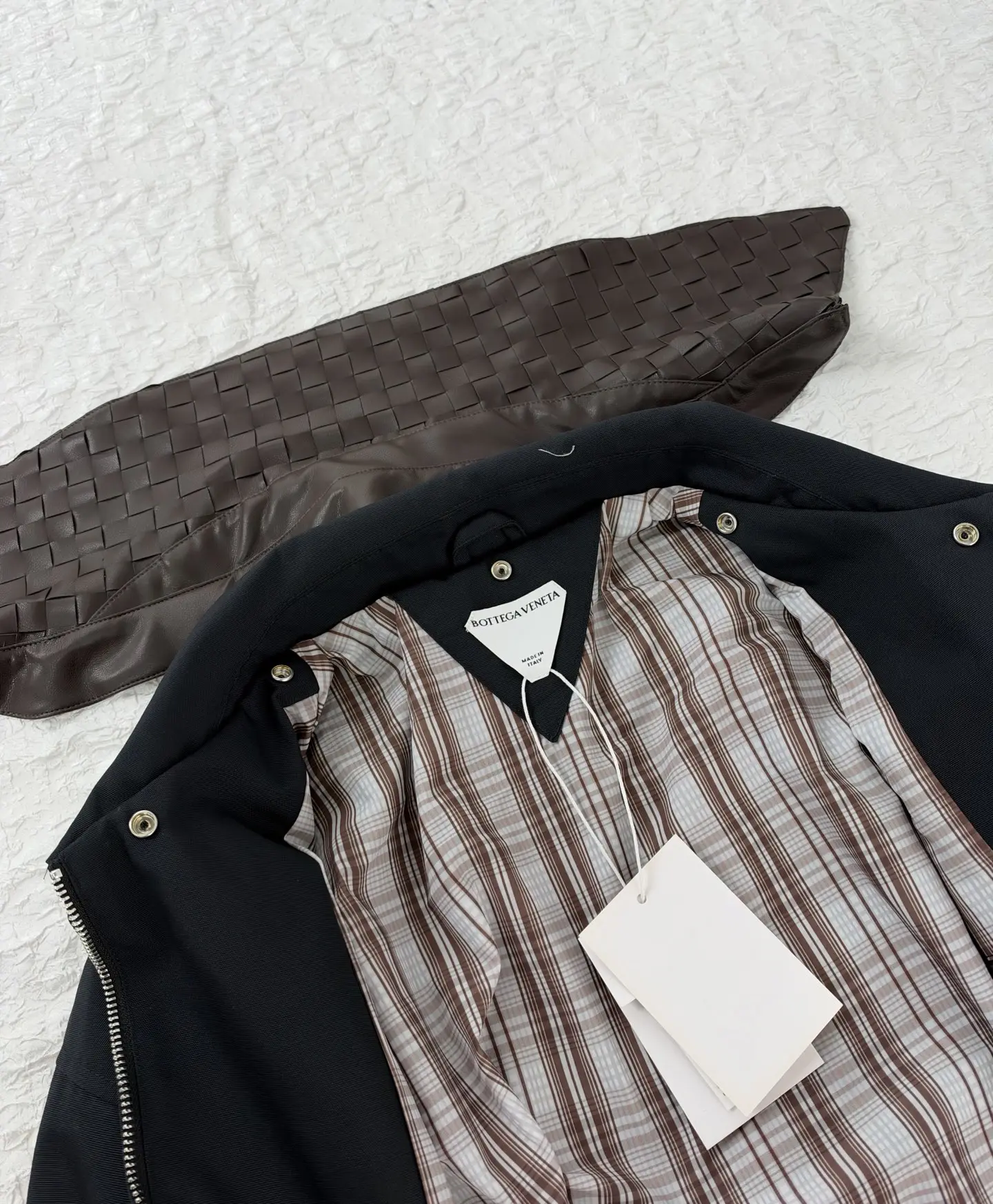 Intrecciato Leather-Collar Workwear Jacket D42020471 — view 6