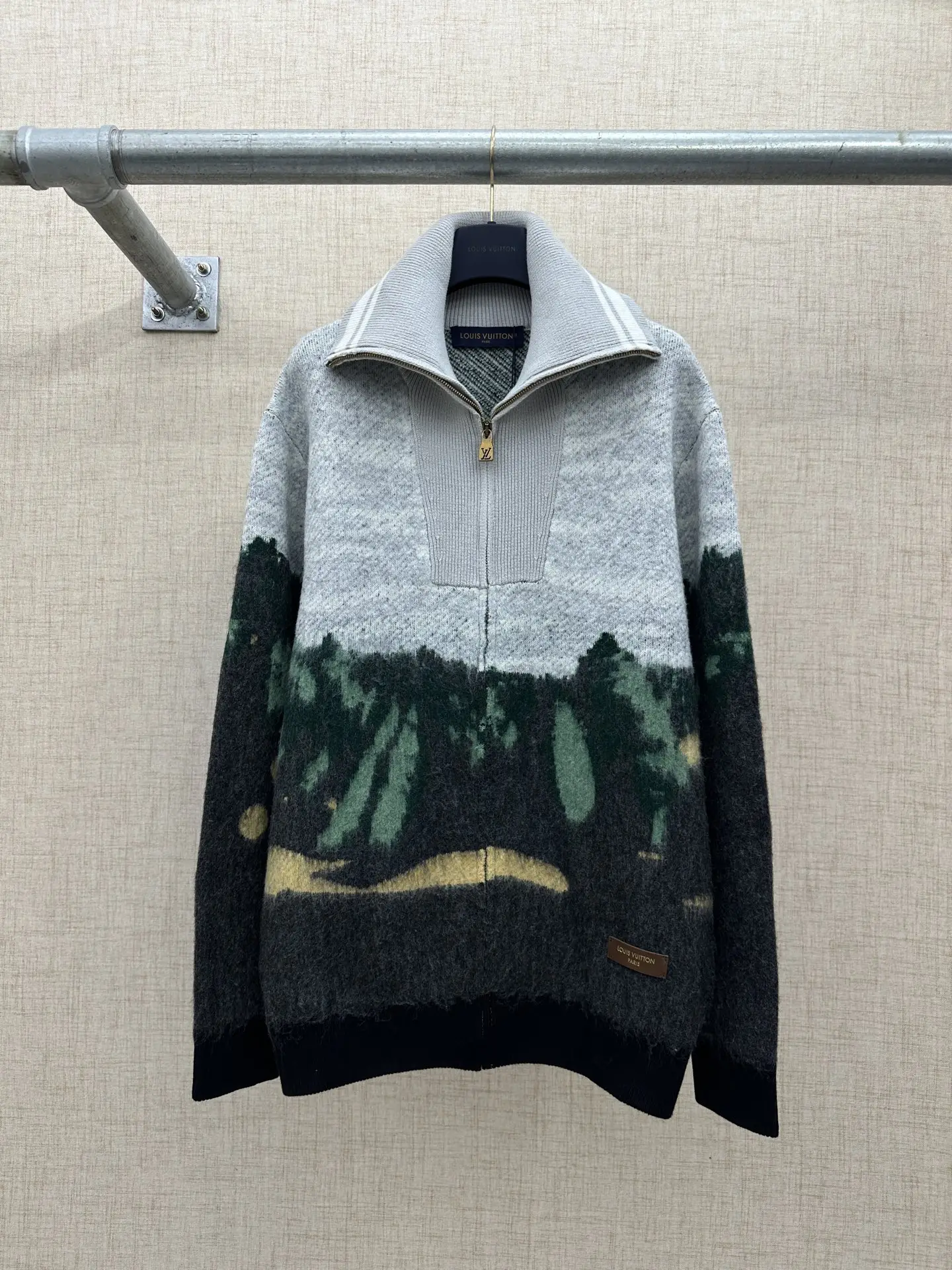 Monogram Highlands Jacquard Mohair-Blend Half-Zip Sweater D42522640
