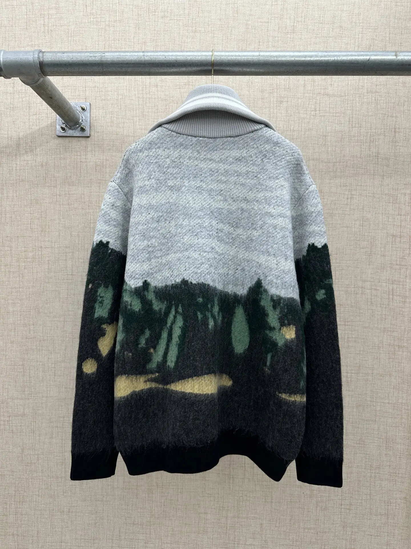 Monogram Highlands Jacquard Mohair-Blend Half-Zip Sweater D42522640 — view 2