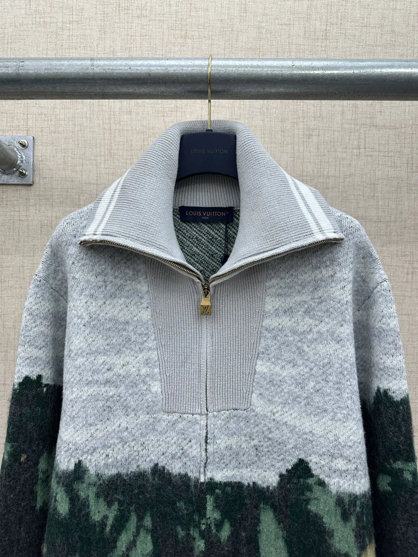 Monogram Highlands Jacquard Mohair-Blend Half-Zip Sweater D42522640 — view 3