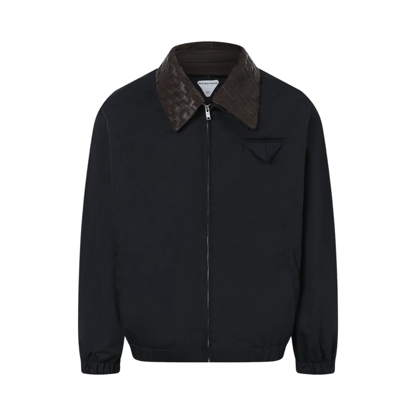 Intrecciato Leather Collar Zip-Up Jacket D43022403