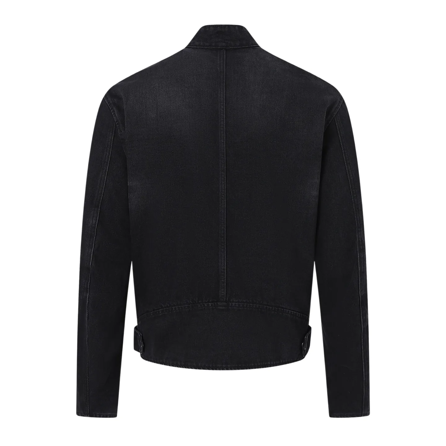 Web-Stripe Washed Denim Biker Jacket D43022443 — view 2