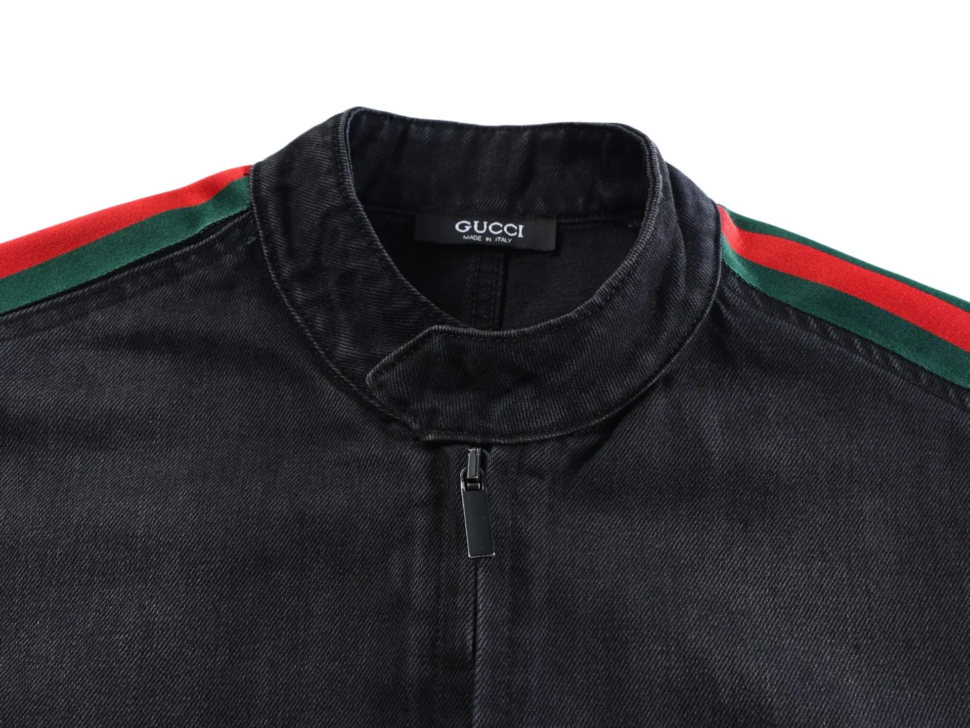 Web-Stripe Washed Denim Biker Jacket D43022443 — view 3