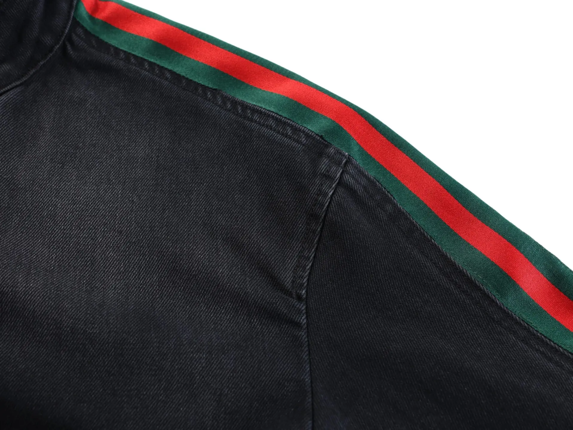 Web-Stripe Washed Denim Biker Jacket D43022443 — view 4