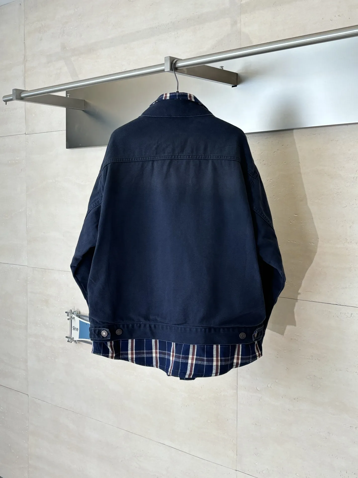 Layered Plaid-Panel Denim Jacket D44022011 — view 2