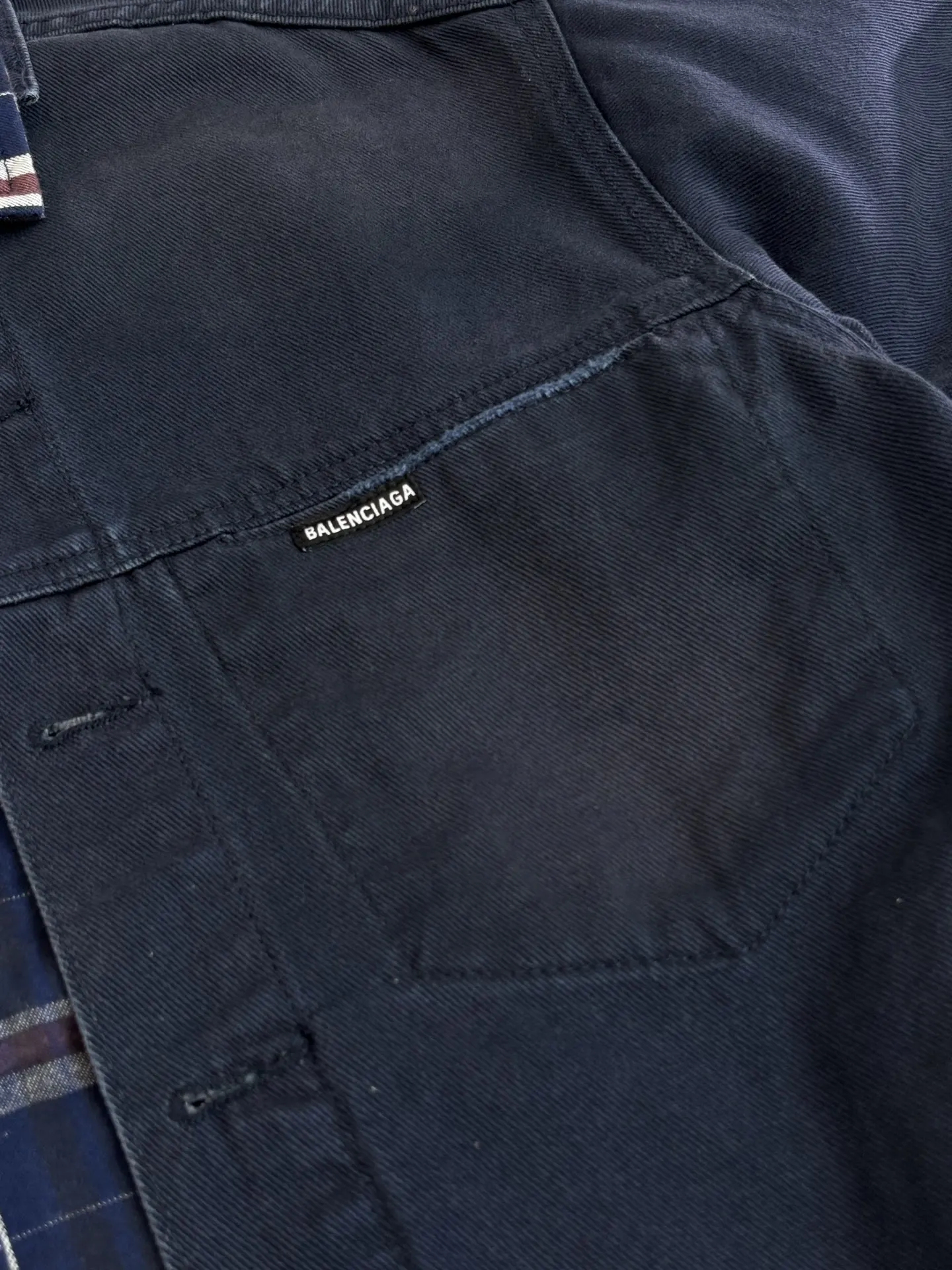 Layered Plaid-Panel Denim Jacket D44022011 — view 5