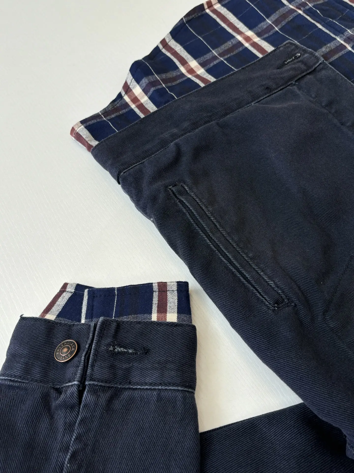 Layered Plaid-Panel Denim Jacket D44022011 — view 6