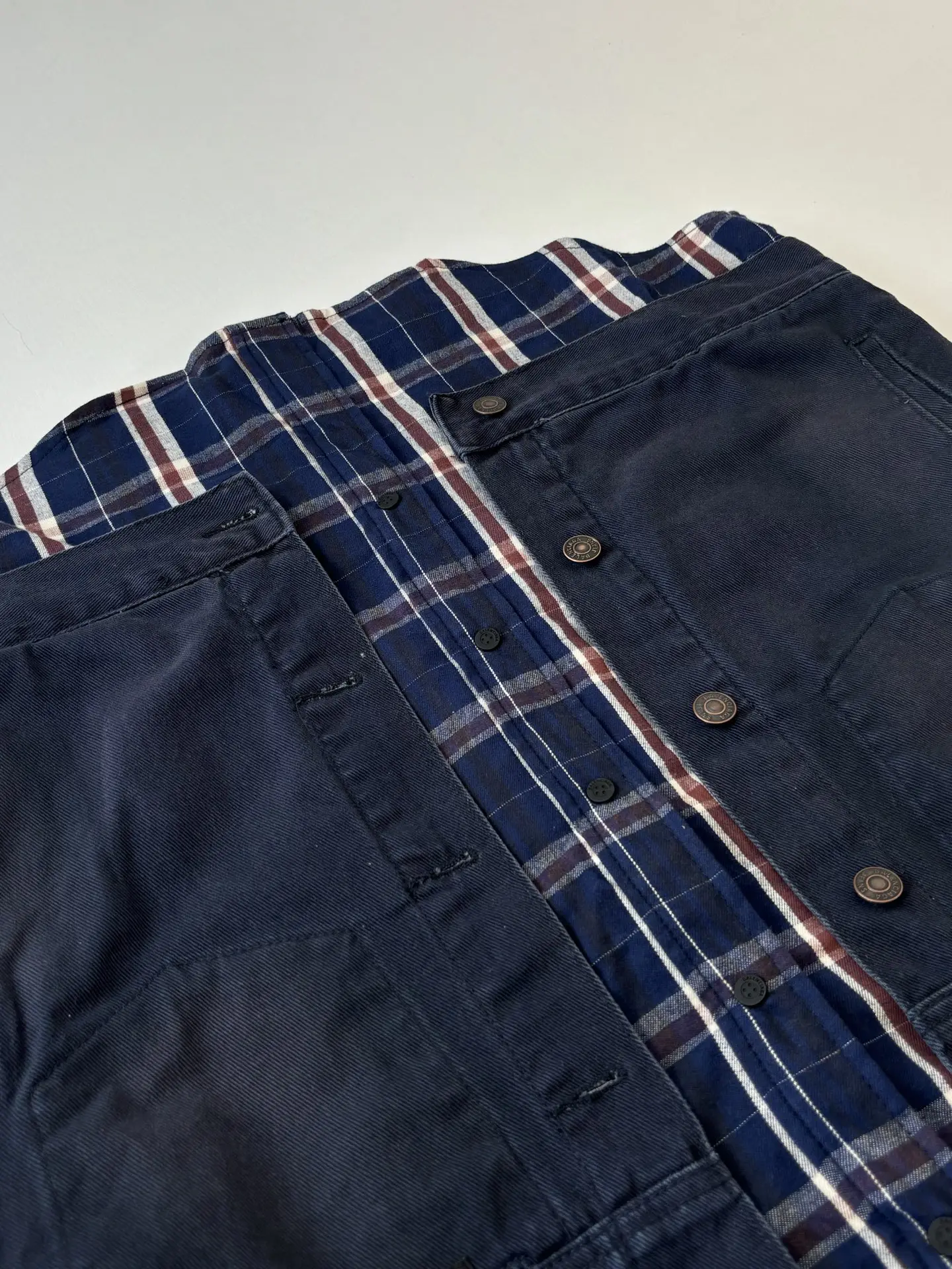 Layered Plaid-Panel Denim Jacket D44022011 — view 7