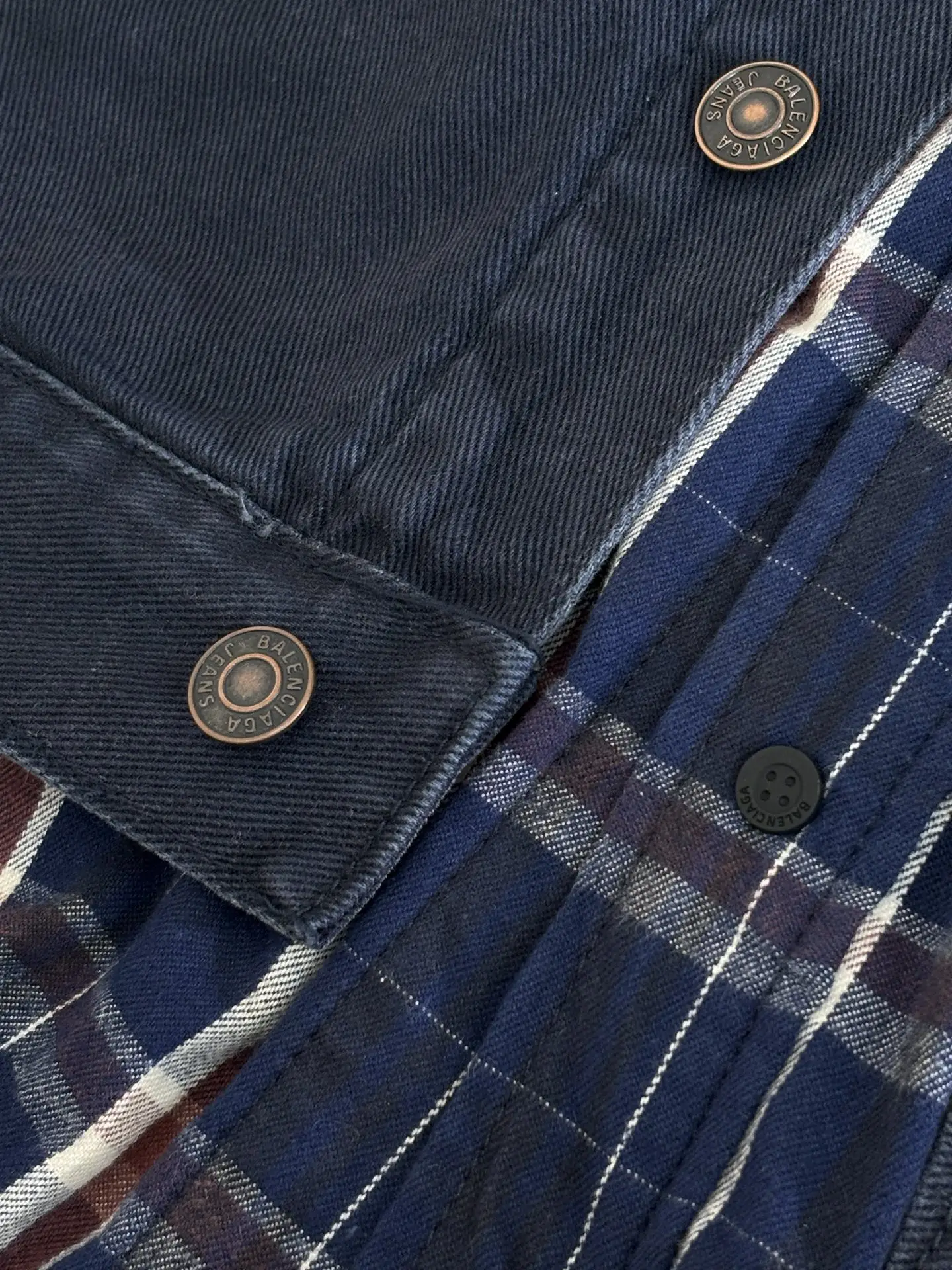 Layered Plaid-Panel Denim Jacket D44022011 — view 8