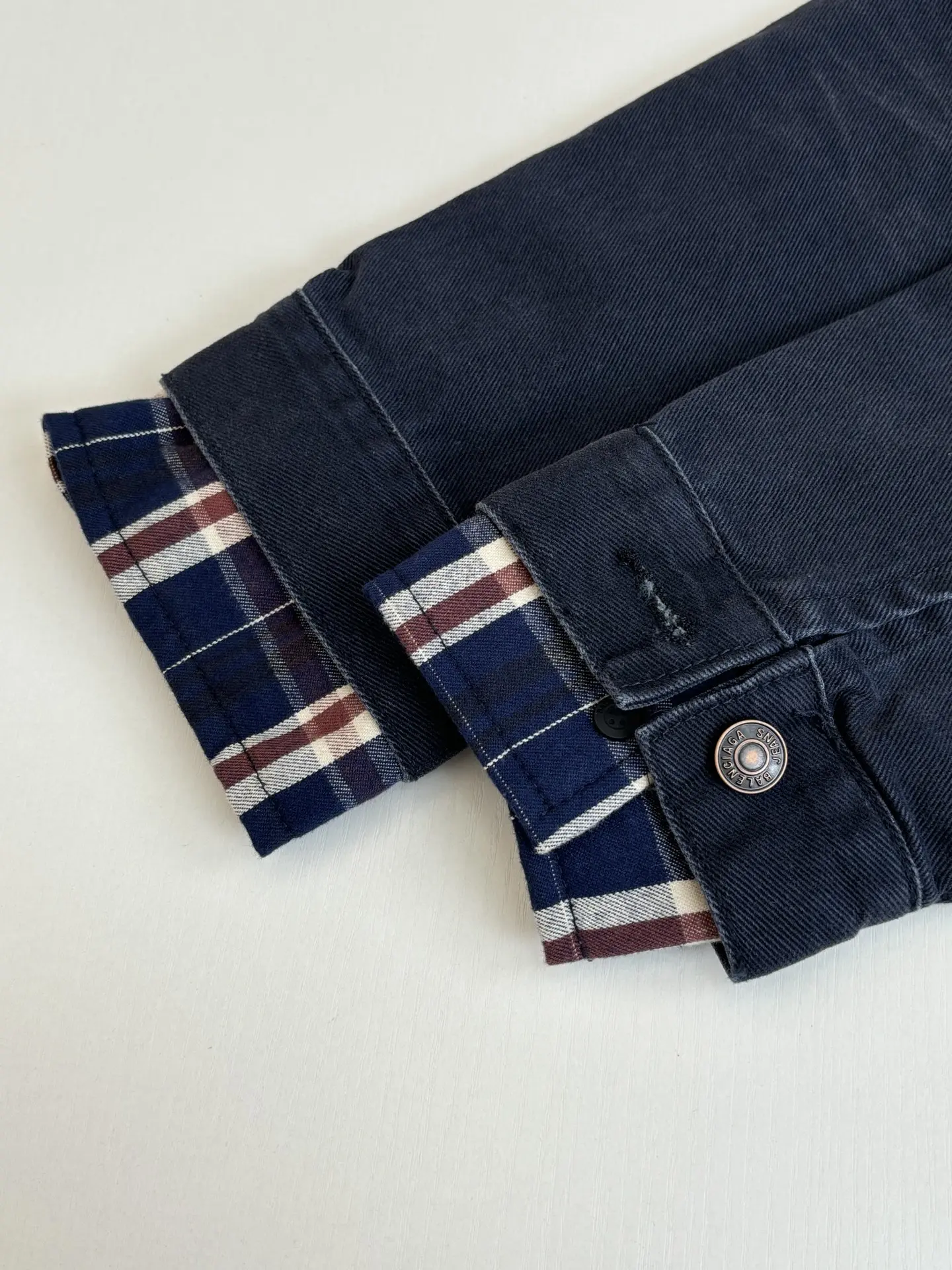 Layered Plaid-Panel Denim Jacket D44022011 — view 11
