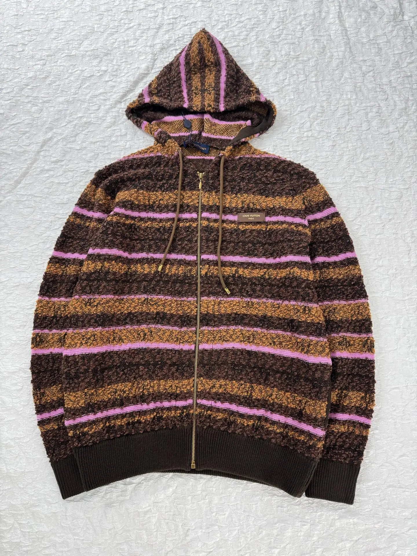 Striped Bouclé Knit Zip-Up Hoodie D44520496 — view 3