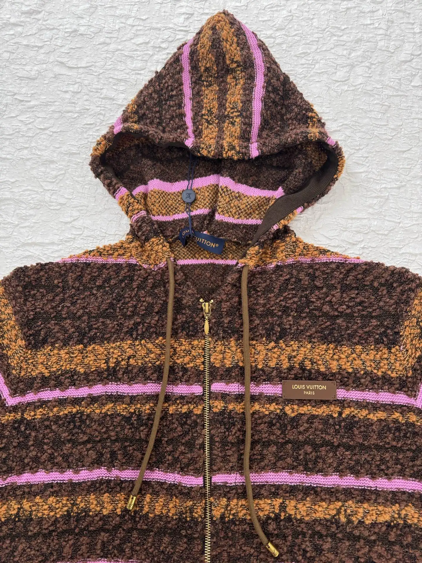 Striped Bouclé Knit Zip-Up Hoodie D44520496 — view 4